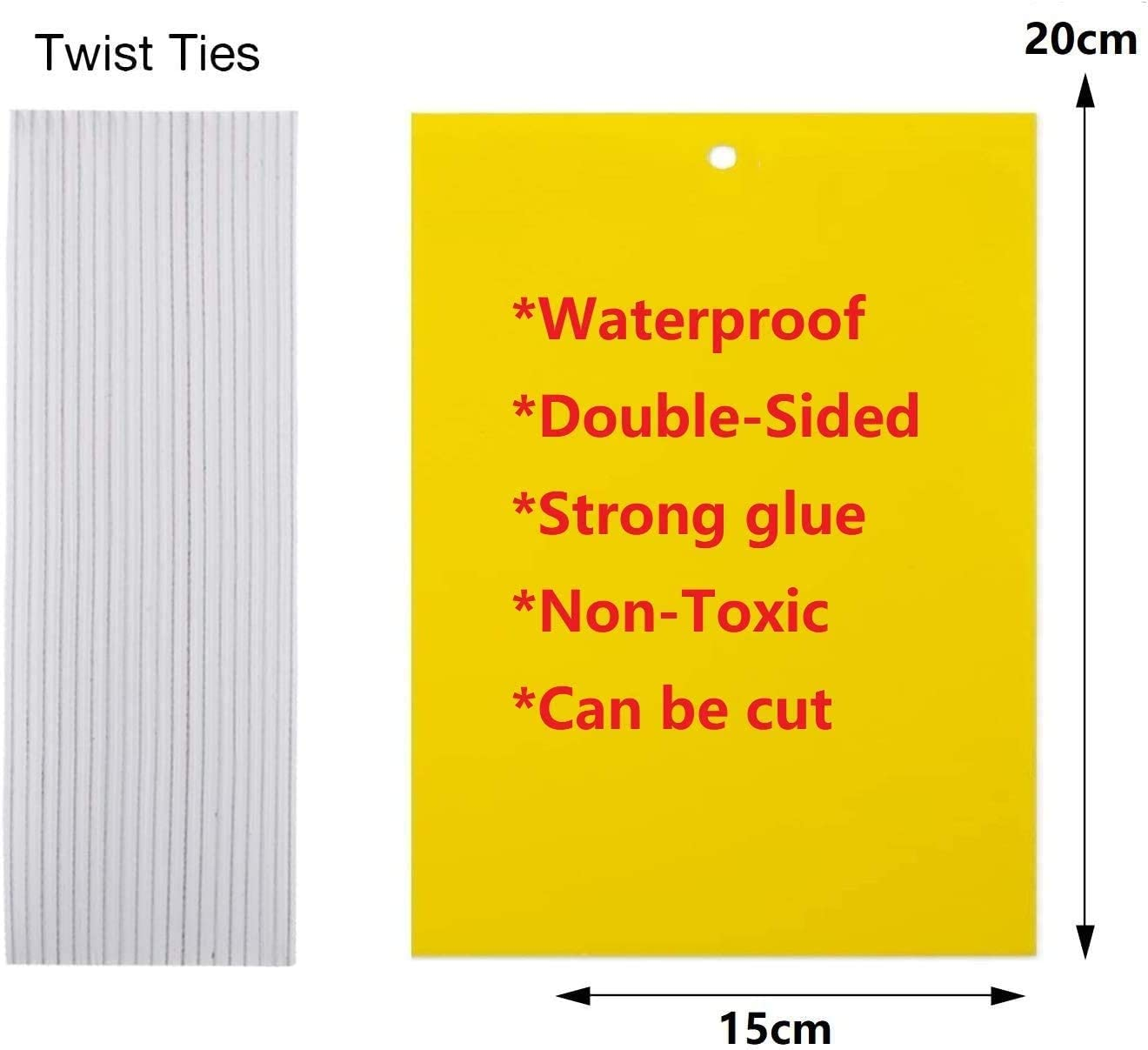 20 Pack Sticky Trap, H HOME-MART Dual-Sided Yellow Sticky Traps,Fruit Fly Trap Indoor,Gnat Traps,15X20Cm, Twist Ties Included for Flying Plant Insect like Fungus Gnats, Flying Aphid, Leaf Miners image number 4