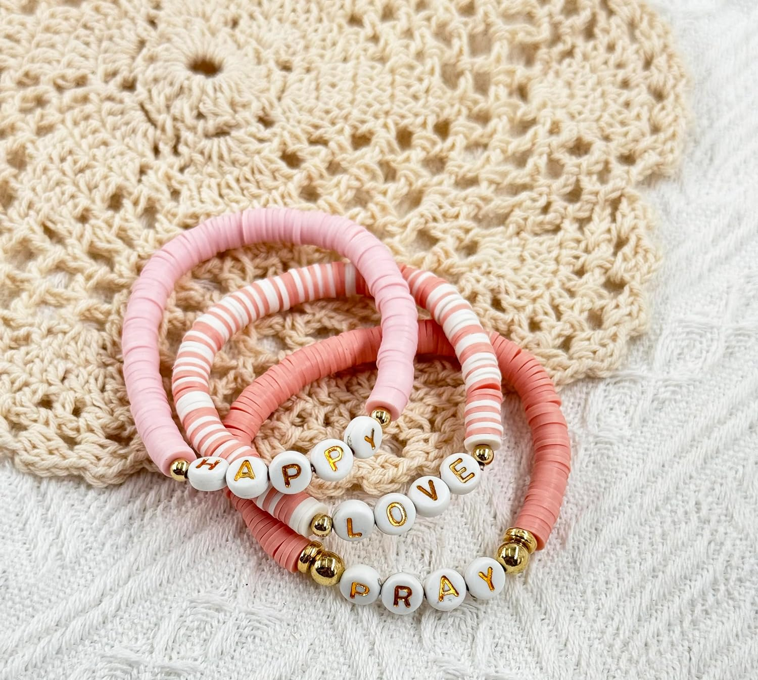 Beads for Bracelets Making Kit 6Mm Rose Pink Clay Beads for Jewelry Making Kit image number 3