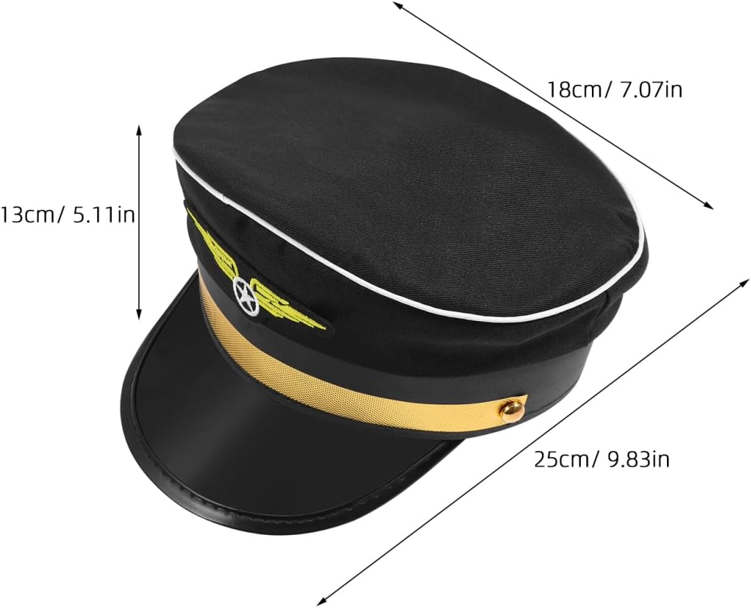 Pilot Hat for Adults Decorative Cosplay Accessory Adjustable Party Hat for Halloween Costume Comfortable Fit for Men for Stage Performance and Costume Parties