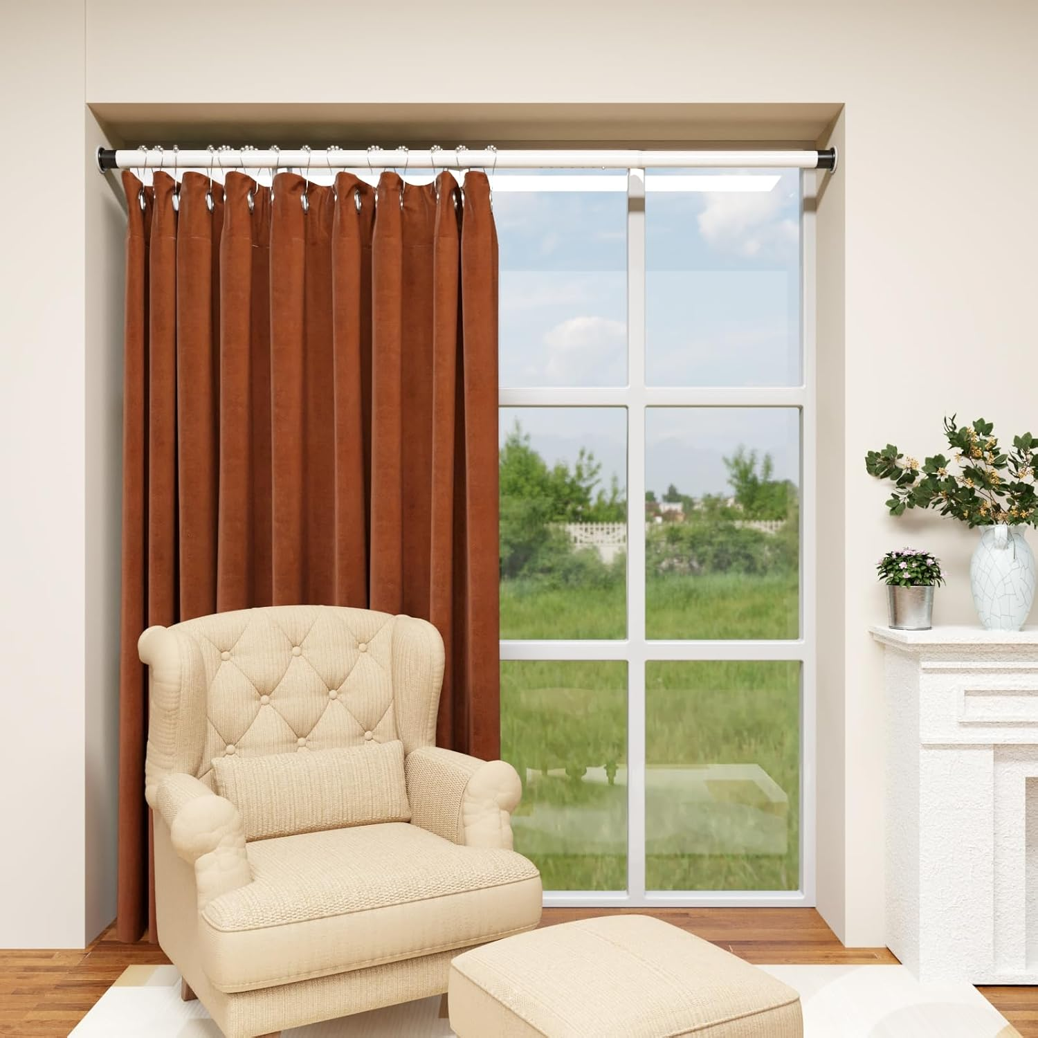 Oxdigi Tension Shower Curtain Rod, Short Small No Drilling Adjustable Window Curtain Rod for Bathroom, Indoor Decor image number 2