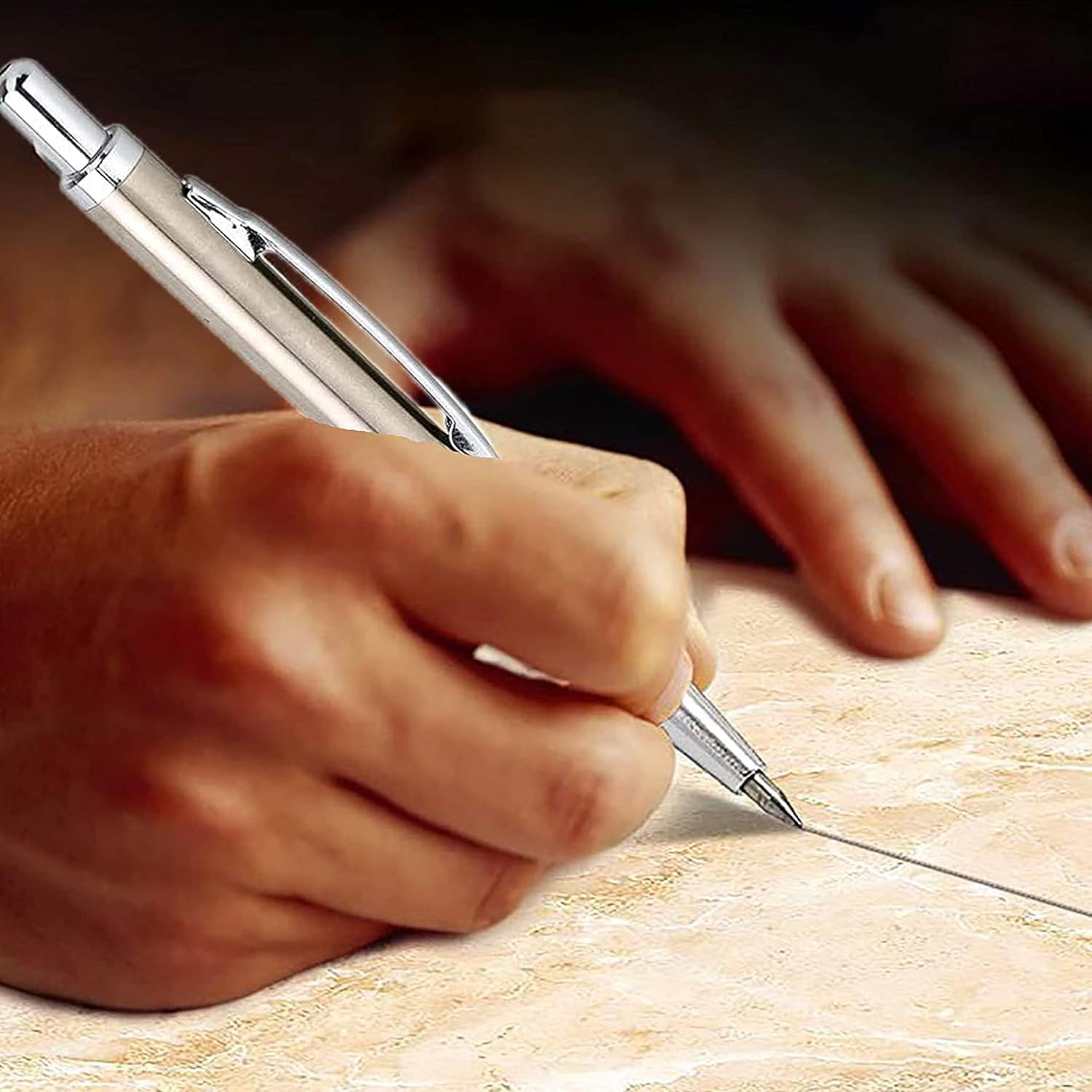 KEWAYO Glass Cutting Tool Kit, 2-20Mm Metal Handle Glass Tile Cutting Pen Style Oil Feed Carbide Tip with 2 Replacement Heads, for Cutting Glass, Mirror and Tiles image number 3