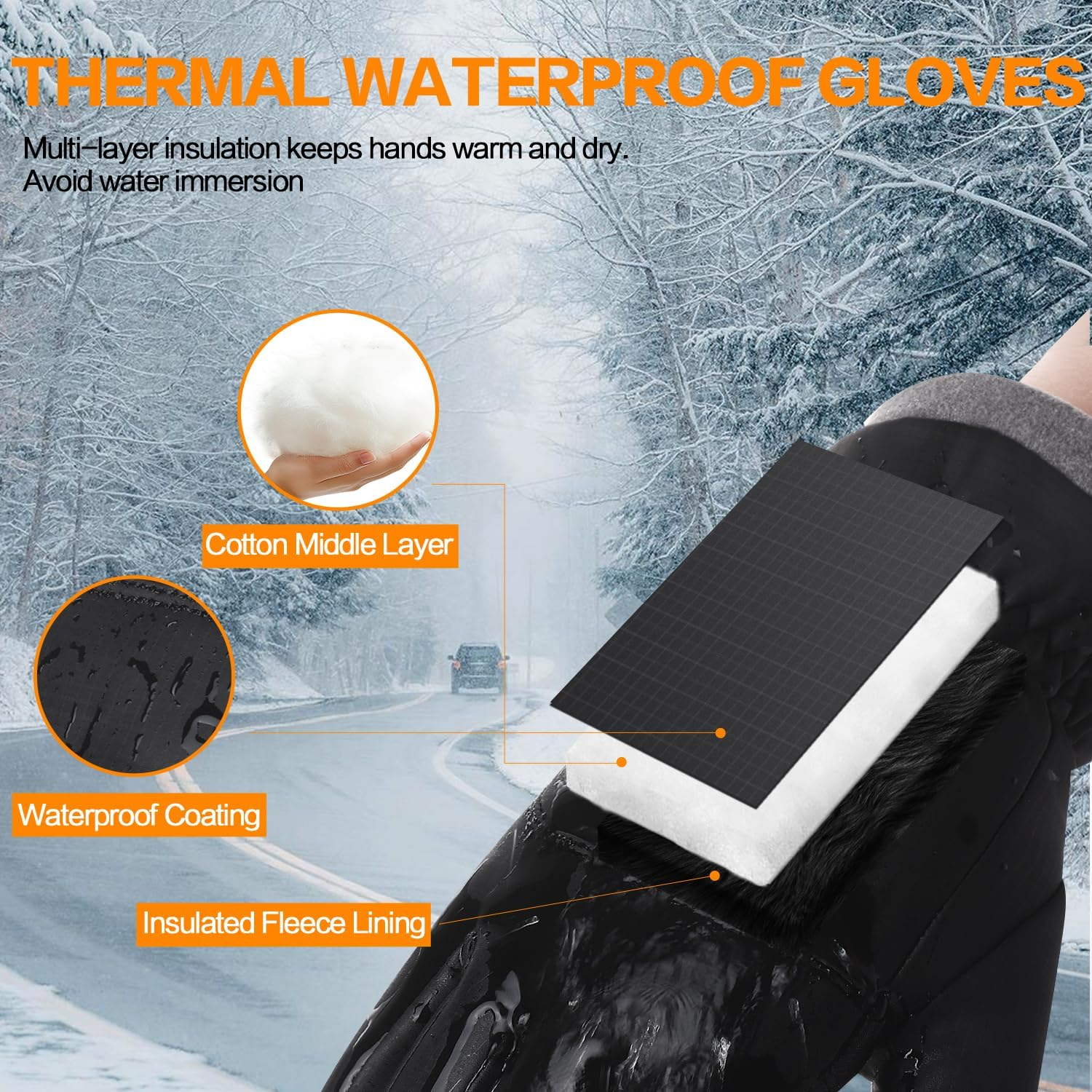 Winter Thermal Gloves for Women Men - Waterproof, Touchscreen Running, Cycling, Hiking, and More image number 5