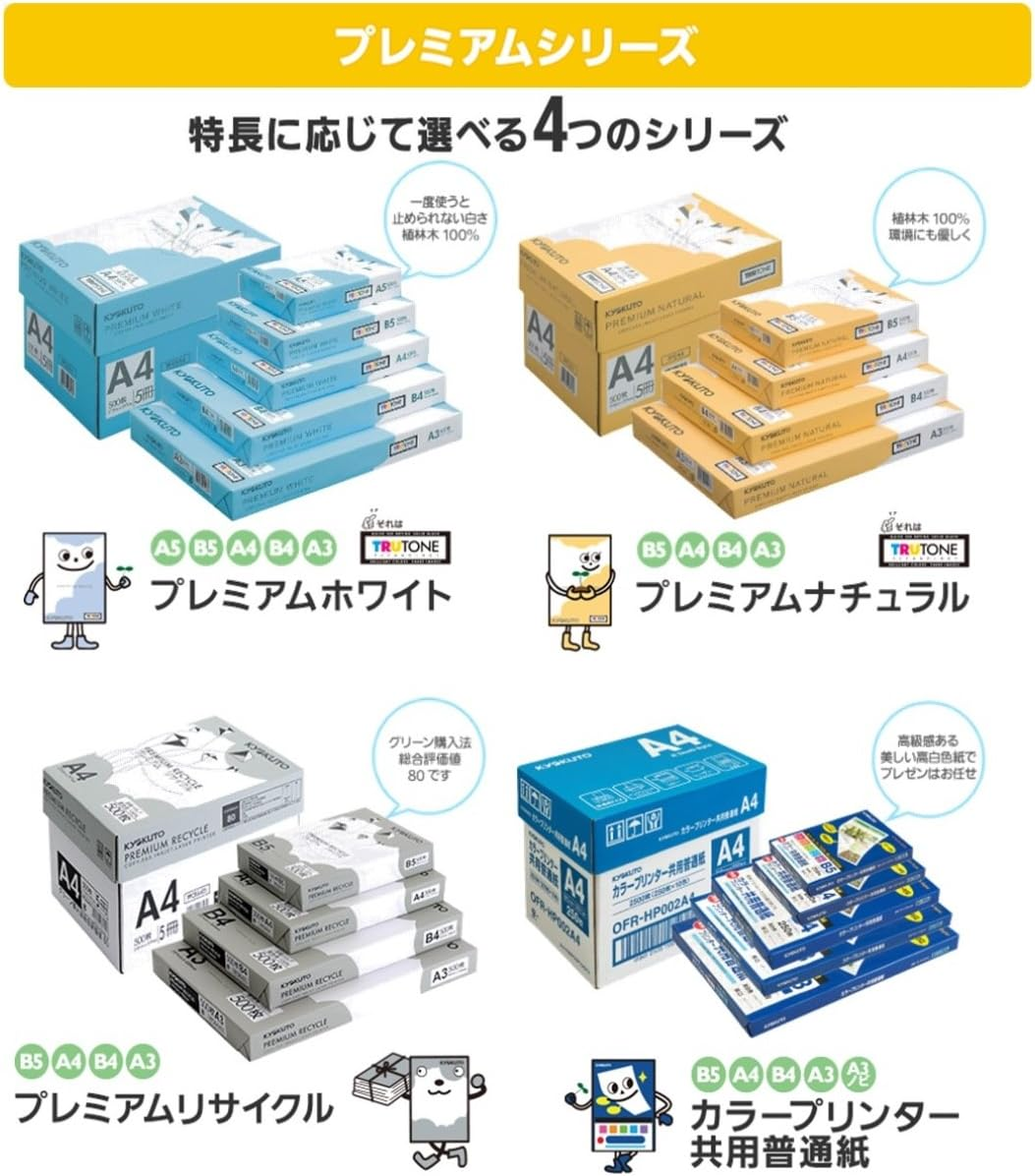 Kyokuto Premium White Copy Paper B4 500 Sheets X 5 PPCKB4 Hako image number 4