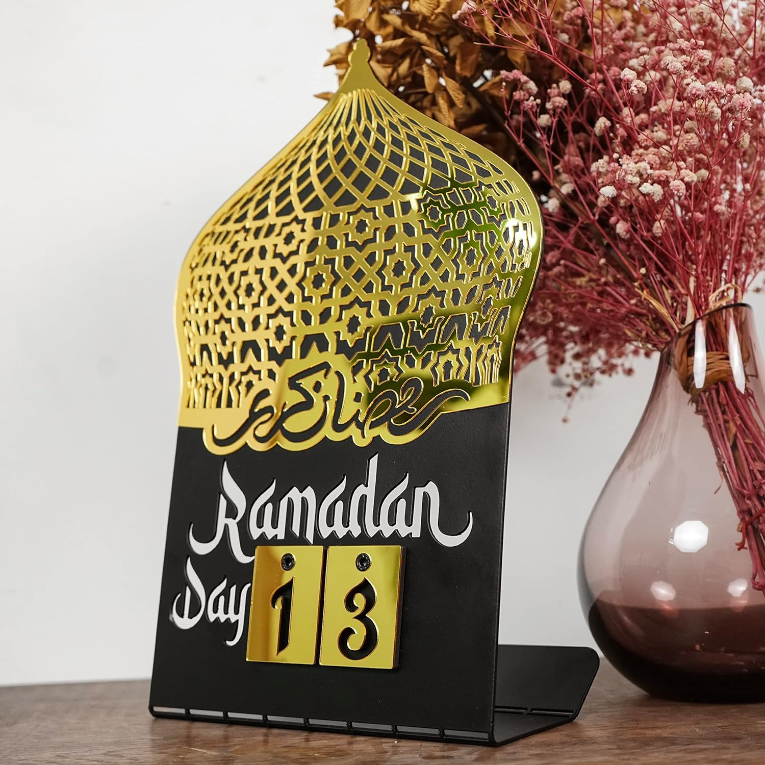 Ramadan Calendar | Days of Ramadan | Countdown to Eid | Good Deeds Calendar | Ramadan Eid Decoration | Present for Muslims | Table Decor | (Gold) image number 2