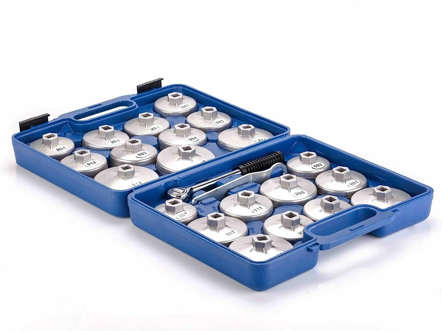 23Pcs Cap Type Oil Filter Wrench Set Automotive Removal Socket Tool Kit image number 4