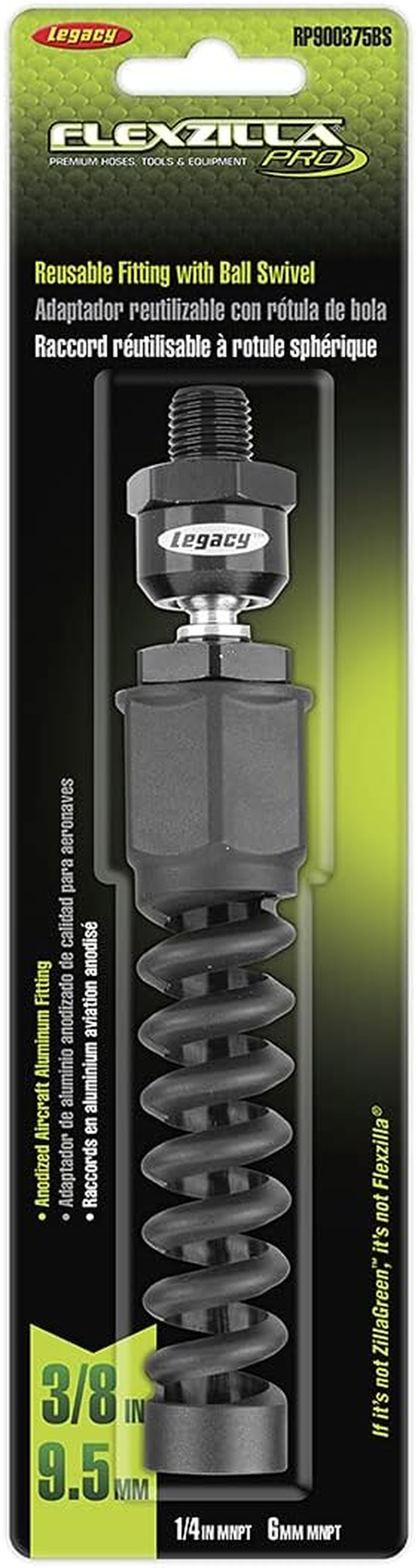 Flexzilla Pro Air Hose Reusable Fitting with Ball Swivel, 3/8 In. - RP900375BS image number 3