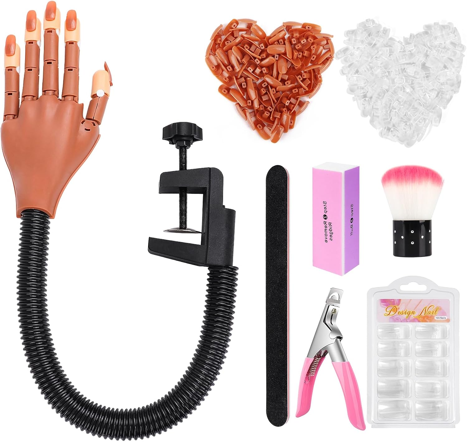 Nail Practice Hand for Acrylic Nails: Realistic Nail Hand Practice Model - Flexible Training Hand for Beginners - Bendable Fake Hand for Salon