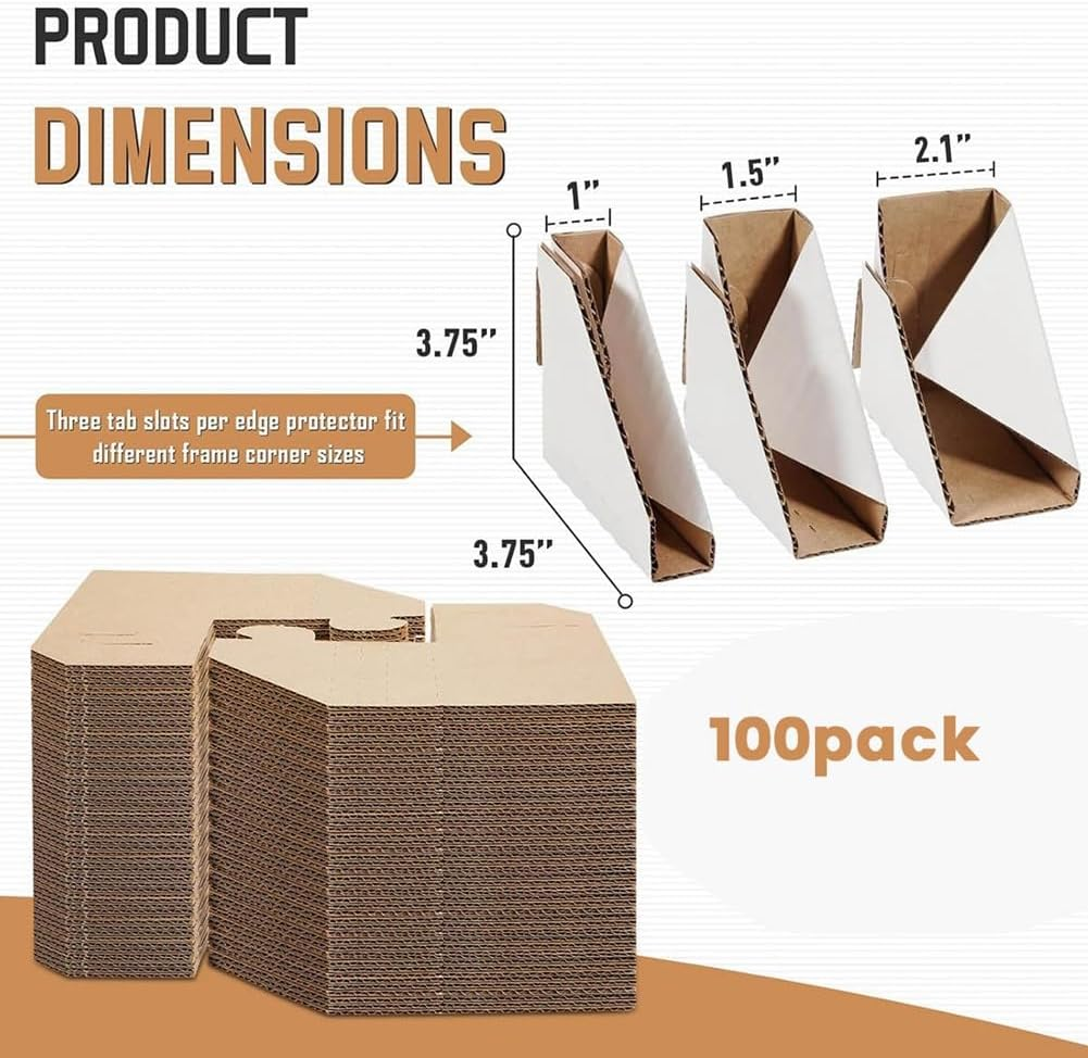 100Pack Adjustable Cardboard Corner Protectors, Fit 1-2.1In Frames, White image number 4