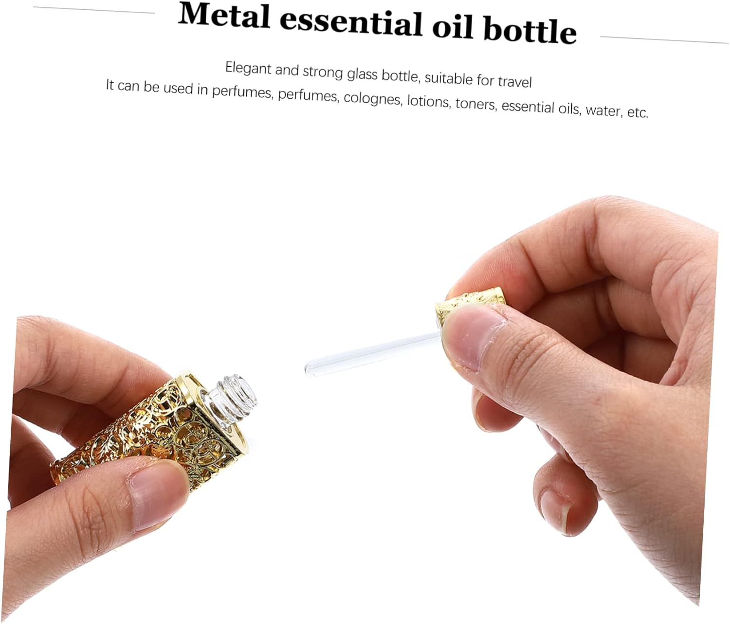 3Pcs 3Ml Essential Oil Perfume Bottle Leakproof Glass Metal Travel Dispenser Diy Cosmetic Aromatherapy Kit Retro Engraved Design