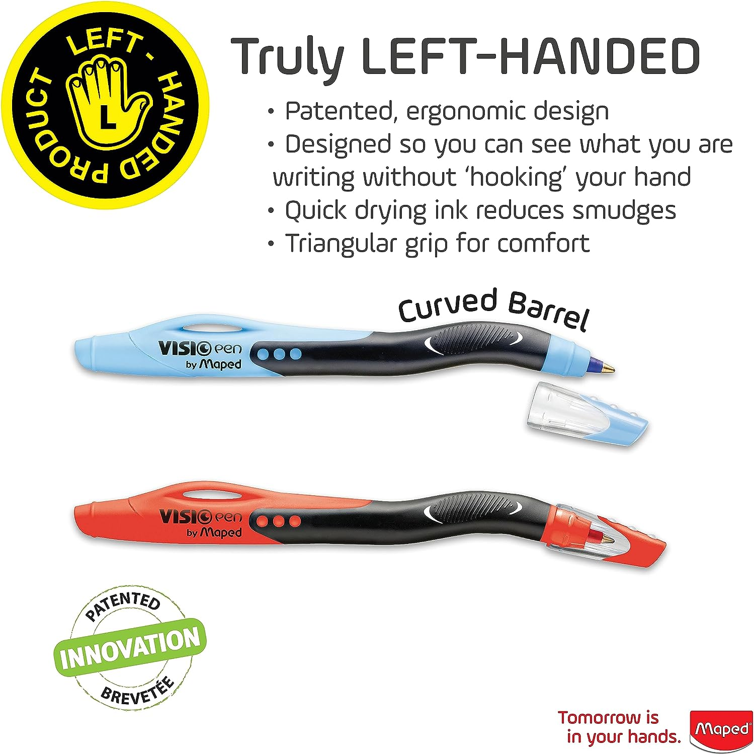 Maped Visio Left Handed Pens, Pack of 3, Assorted Colors (224324) image number 3