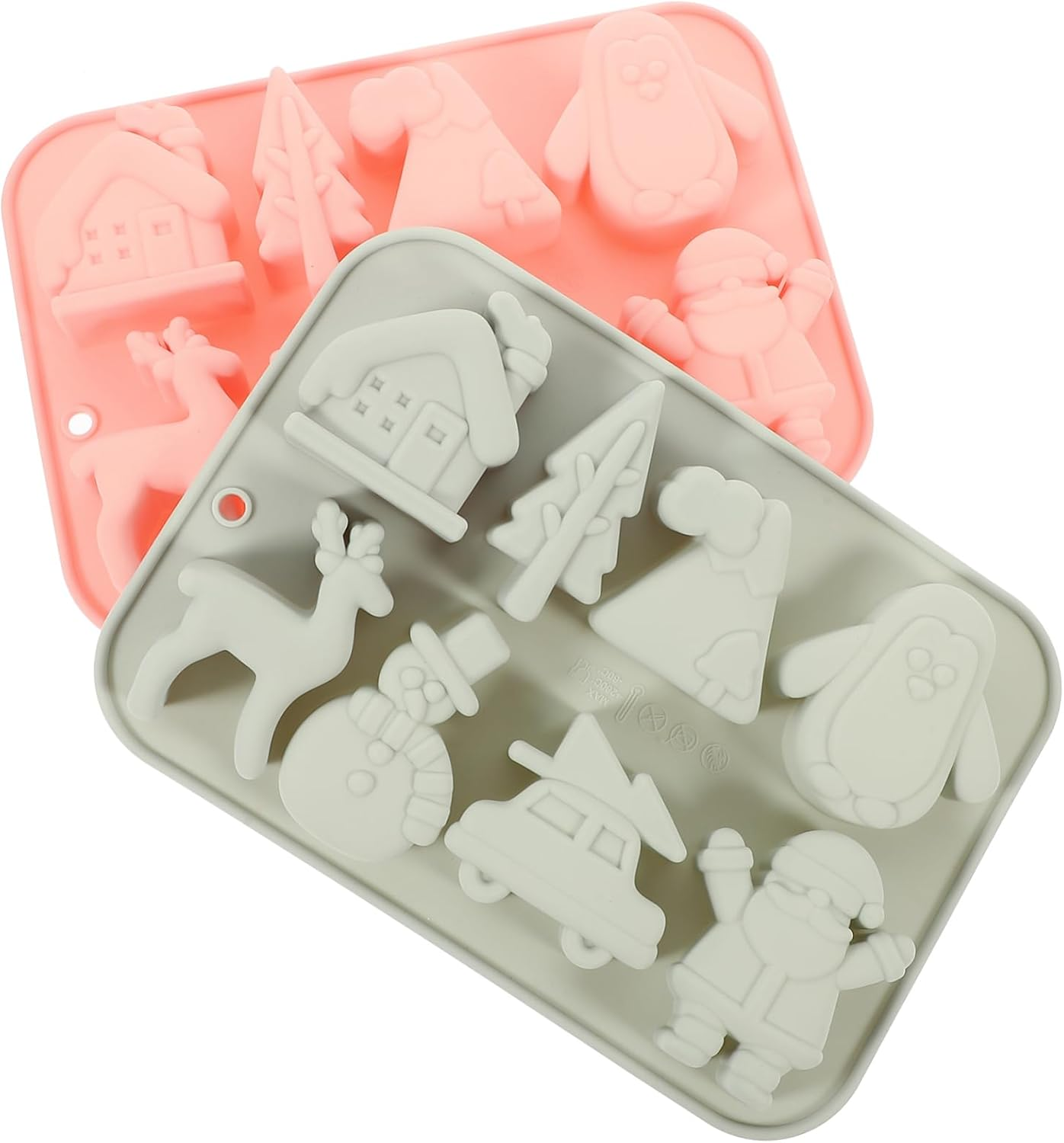 Ciieeo 2Pcs Christmas Silicone Mold Xmas Candy Sweet Mold Non-Stick Silicone Cookie DIY Christmas Treats Baking image number 1