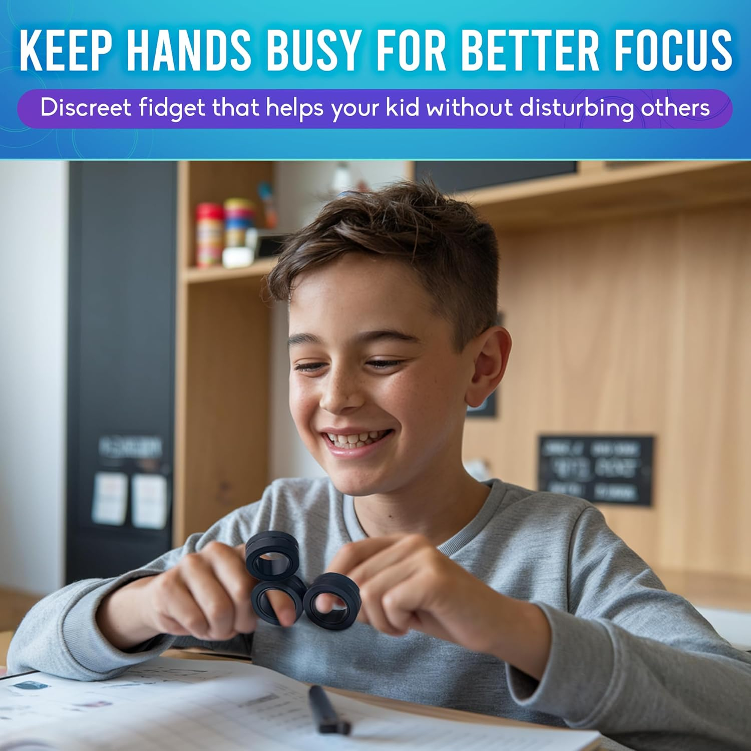 Bunmo Fidget Toys - Magnetic Fidget Rings Fidget Toy. the Fidget Ring Spins, Connects, and Separates, Making Ideal Stress Toys. image number 3