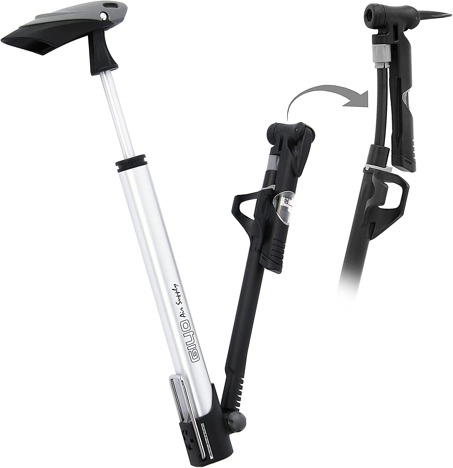 GIYO Portable Bicycle Bike Mini Air Floor Pump with Gauge image number 4