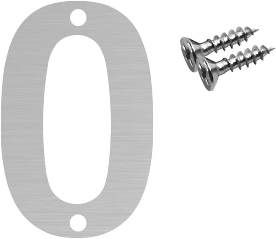 Bay Breeze Stainless Steel House Number Sign, 12Cm, Silver-0, Modern Elegant Style, Wall Mount, Outdoor/Indoor Use