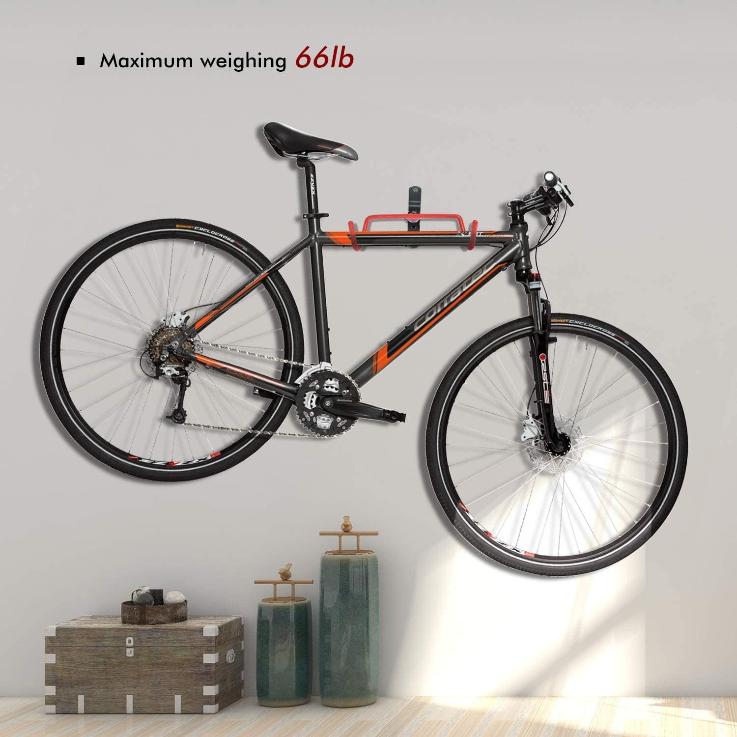 Bike Wall Mount Bike Hanger Foldable Bicycle Storage Horizontal Bike Rack Bike Hook for Garage Indoor Shed with Screws image number 1