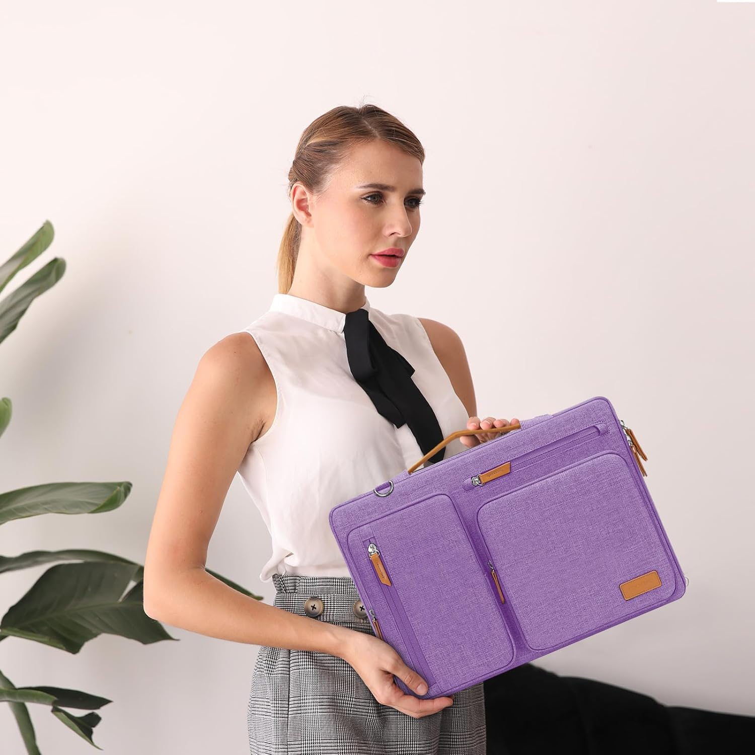 MOSISO 360 Protective Laptop Shoulder Bag, Computer Bag, Side Open Messenger with 4 Zipper Pockets&Handle image number 5