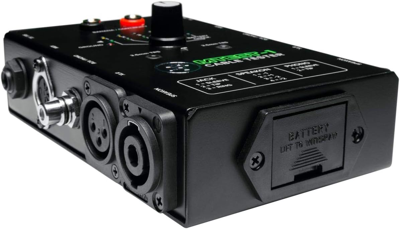 Mackie Cable Tester, 5-Way Switch Battery-Powered Connector Test, Black, (Mtest-1)