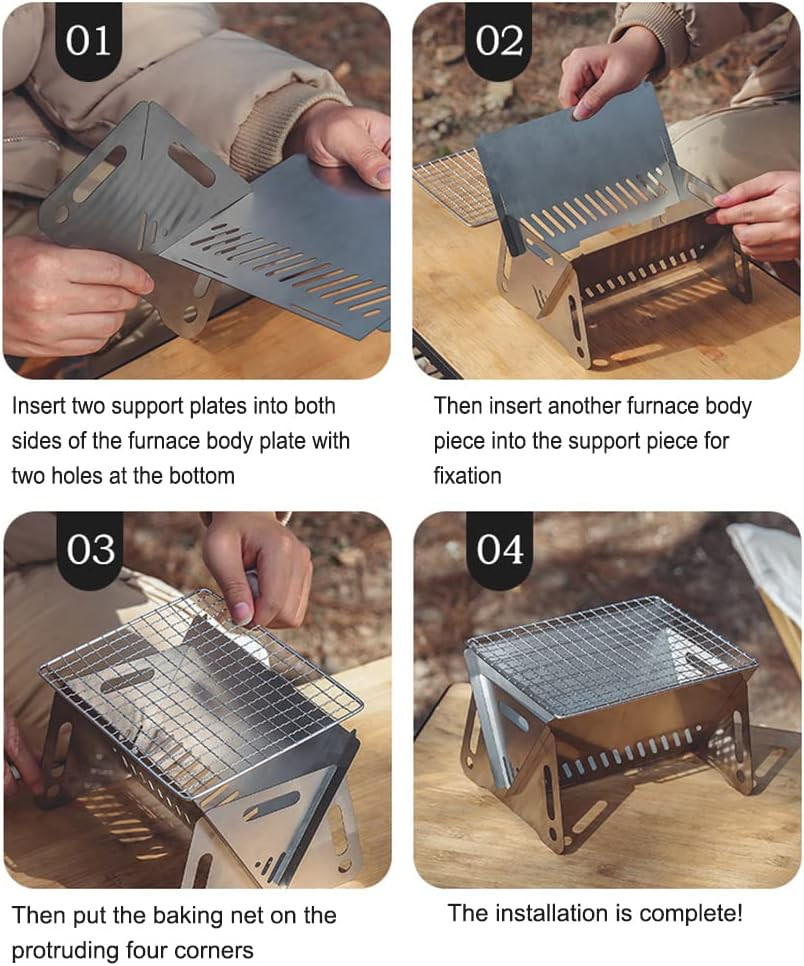 QUMOX Stainless Steel Portable Charcoal BBQ Grill with Ventilation Holes, Easy to Store, Perfect for Camping, Picnics, Beaches image number 5