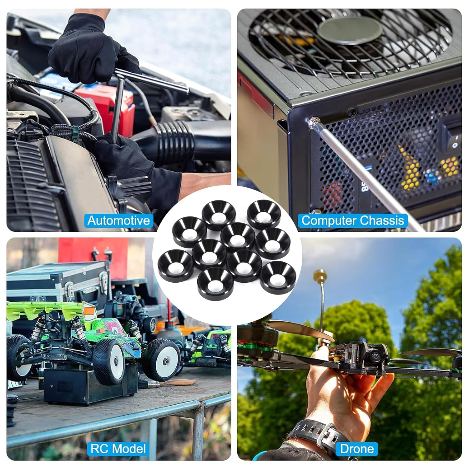 50Pcs M4 Crush Washers, Suitable for Automotive Furniture Screw Accessories, Outer Diameter 10Mm, Inner Diameter 4Mm, Height 2.2Mm image number 4