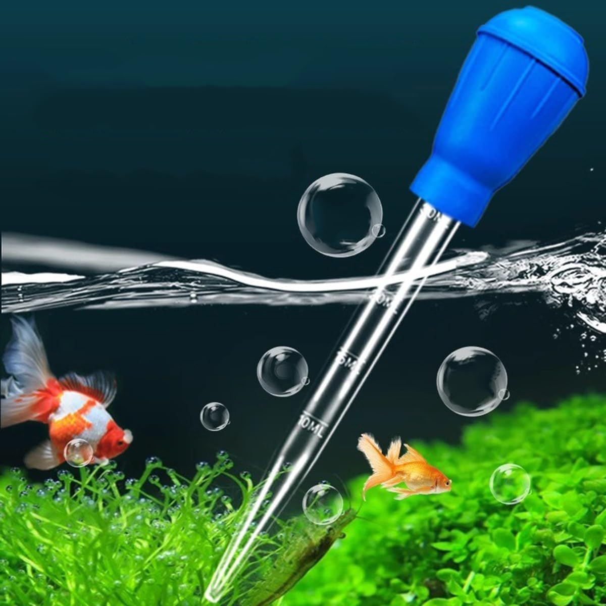 Long Manual Fish Tank Cleaner Water Changer Aquarium Dropper,Fish Tank Cleaning Waste Remover, Aquarium Clean Pipette Dropper, Mini Aquarium Gravel Cleaning Straw, Blue Fish Tank Rock Cleaner Tools (45CM) image number 2