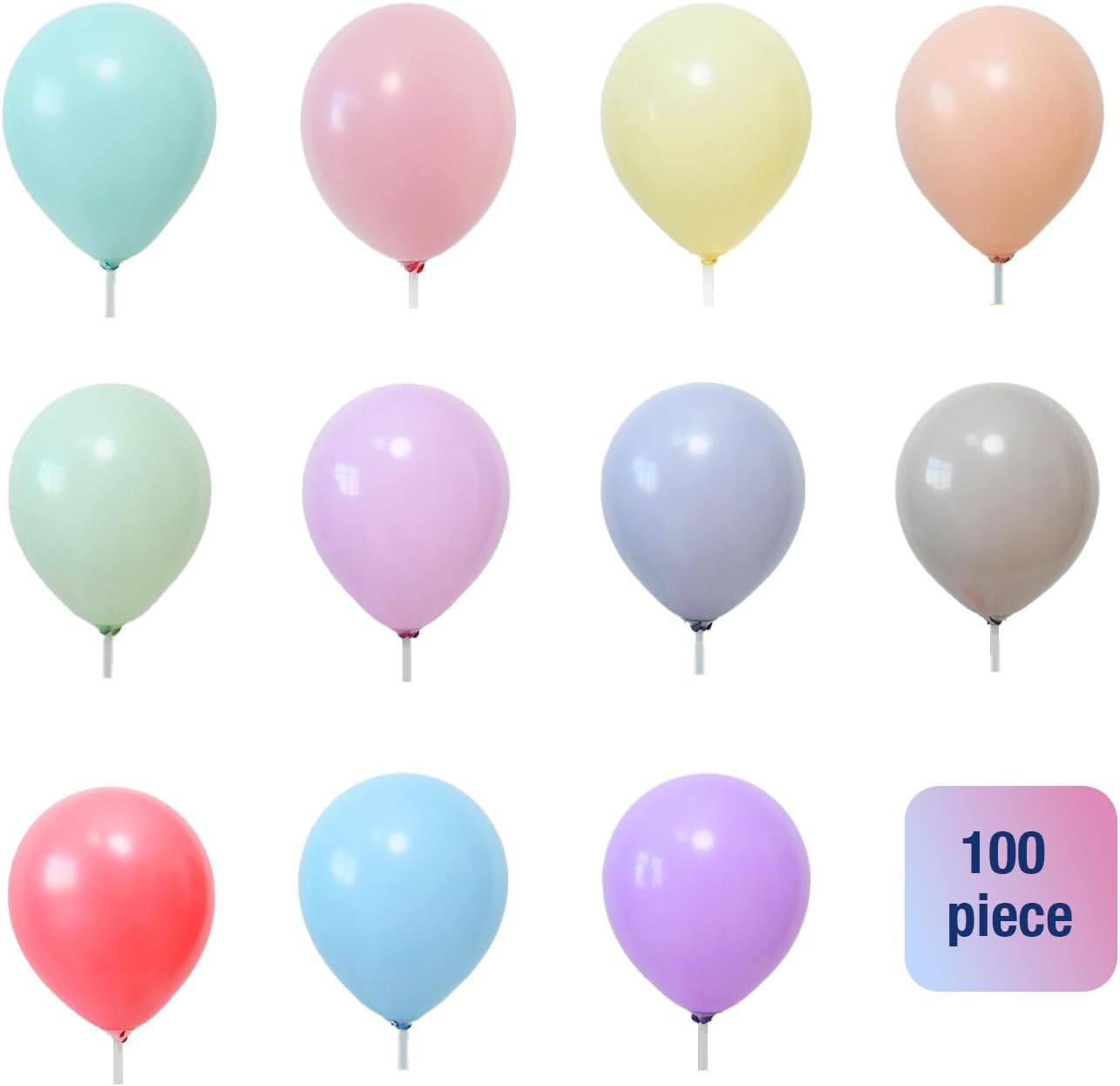 100-Pack 10 Inch Latex Party Balloons | Assorted Color Helium Balloons for Birthday, Wedding, Graduation | Premium Quality Balloons for All Celebrations | 100% Biodegradable (Multicolor) image number 1