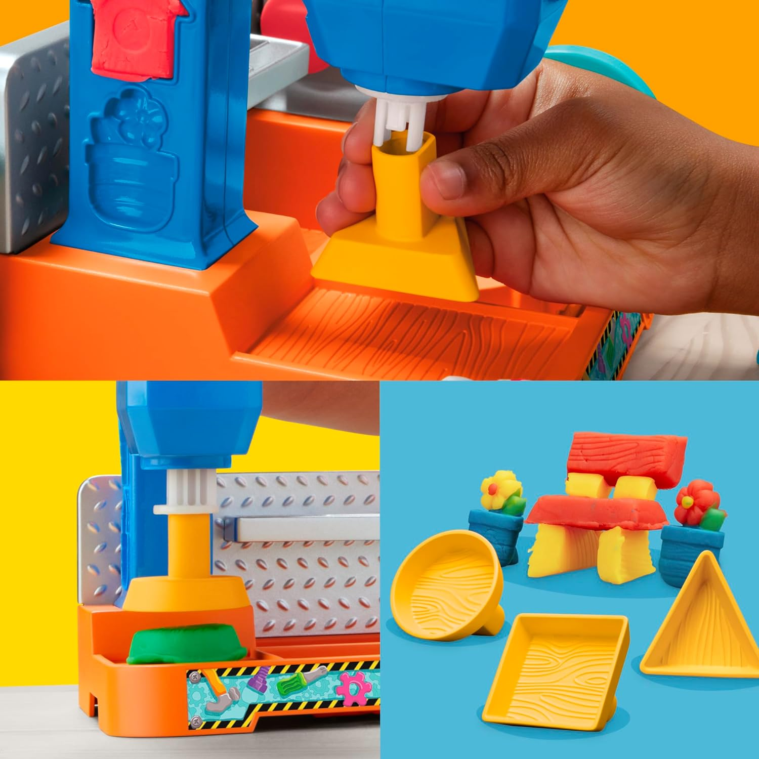 Play-Doh Stamp & Saw Tool Bench Playset, Construction Toys for Boys & Girls 3 Years & Up, Arts & Crafts Preschool Toy image number 2