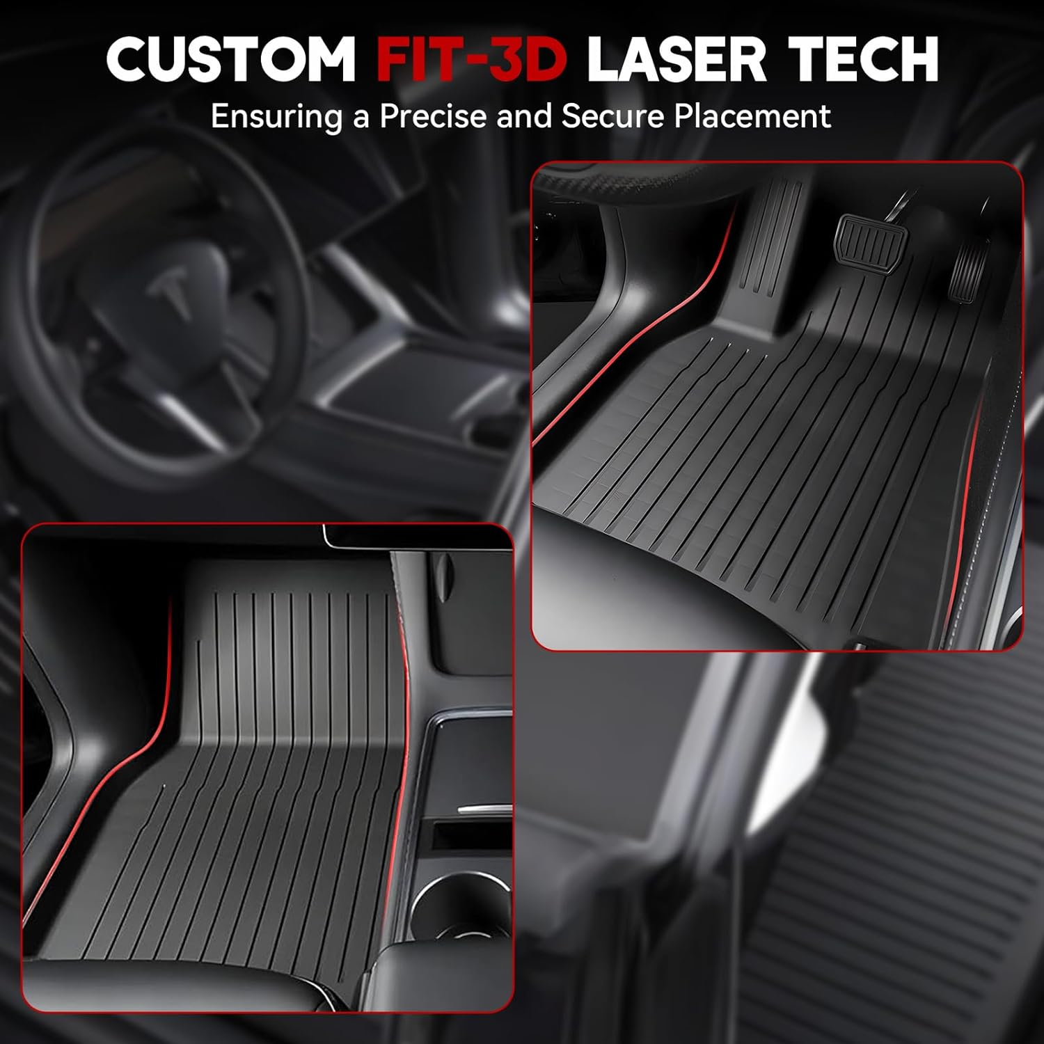 2020-2024 Tesla Model Y Floor Mats- Custom Fit All Weather TPE Cargo Liner Cargo Trunk Accessories,Compatible(2020-2023, 2024 Tesla Model Y Full Floor Mat Kit Set of 6) image number 3