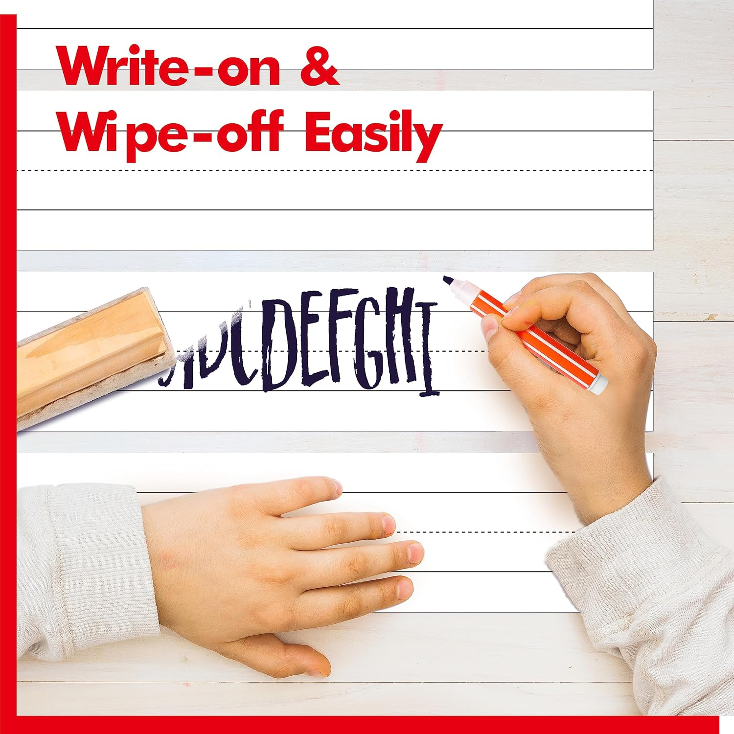 10 Pack Magnetic Sentence Strips, Dry Erase Writing Strip Erasable & Writable Lined Sentence Learning Strip for Classroom Learning Tool School, Office Supplies Whiteboard (17&rdquo; X 3&rdquo;) image number 6