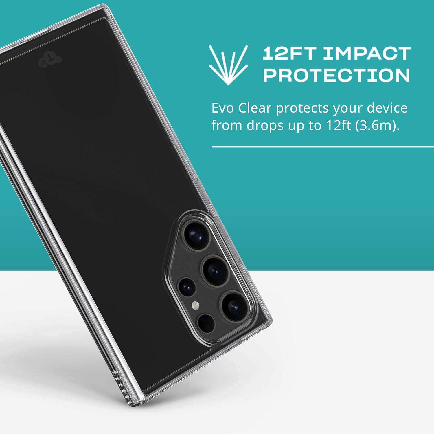 Tech21 Evo Clear for Samsung S24 Ultra - Protective Mobile Phone Case Cover, Scratch-Resistant Shockproof - Clear image number 2