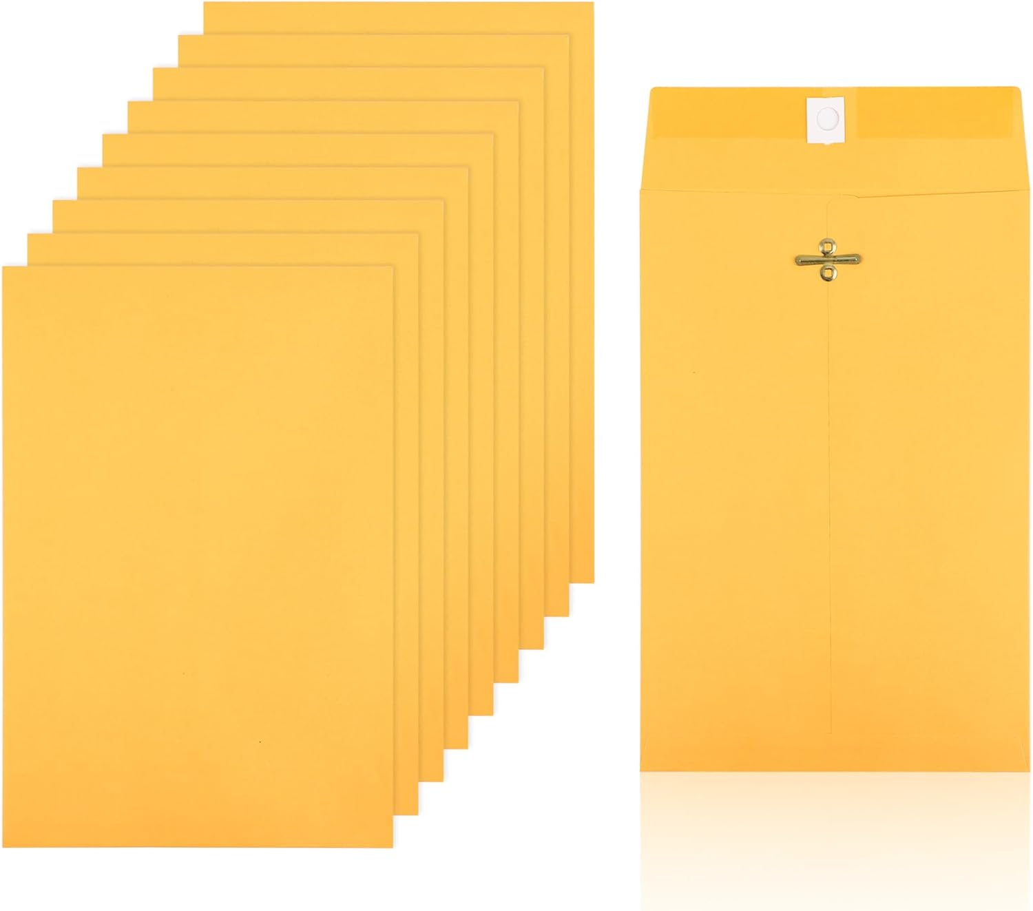 10Pcs Heavy Duty Clasp Mailing Envelopes 6X9 Inches, Large Kraft Catalog Envelope Thick Manila Envelopes with Clasp Closure for Office Business School Home