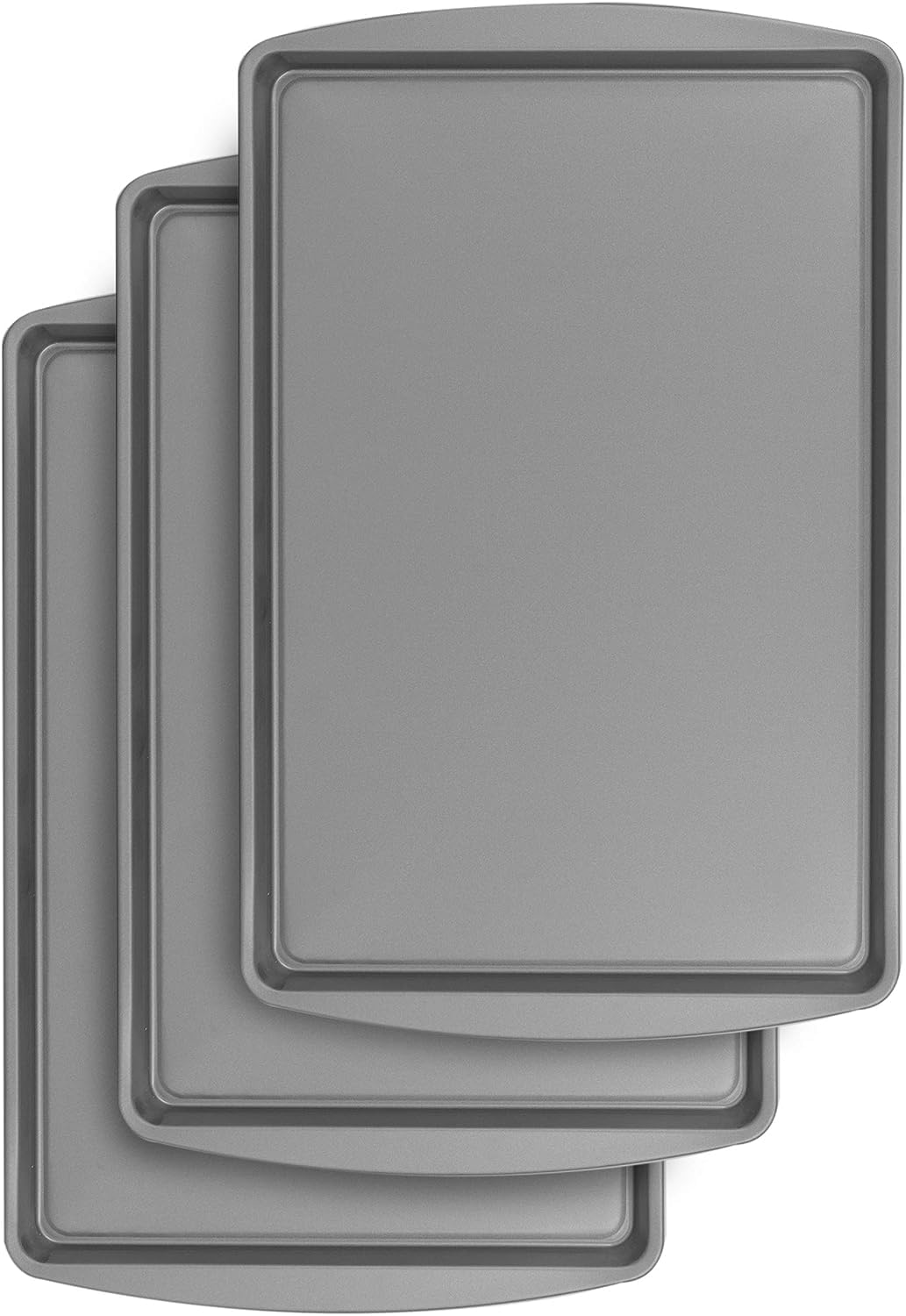 Bakereze Medium Nonstick Cookie Pan, Baking Trays, Baking Sheets, 15.2''L X 10.2''W, Set of 3 image number 1