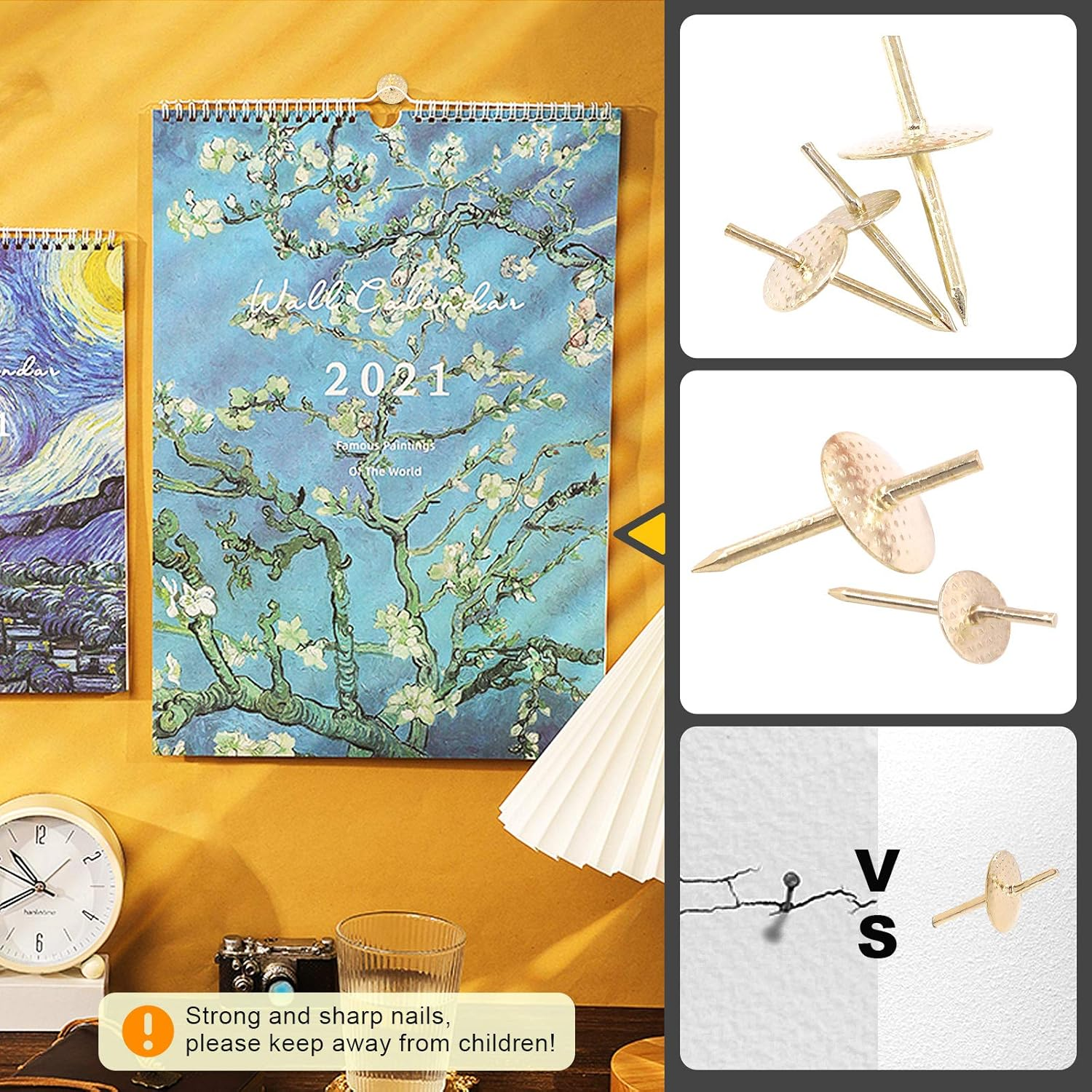 80 Pcs Assorted One Step Hangers Set with 10/20/40/60 Lbs Quick Picture Hangers, Iron Alloy Nail Hooks Photo Frame Hangers Professional Plaster Picture Hanging Kit on Wooden/Drywall