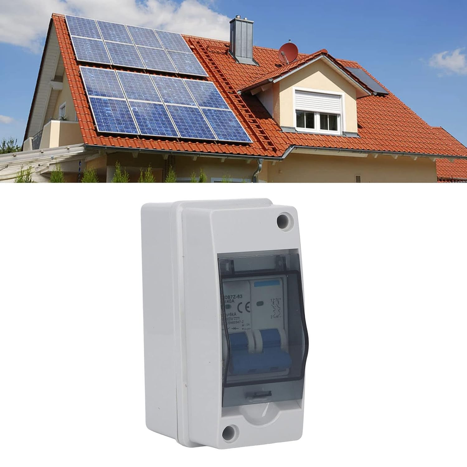 DC Disconnect Switch, DC Miniature Circuit Breaker 40A Isolator for Solar PV System, Waterproof Overvoltage for Home RV image number 4