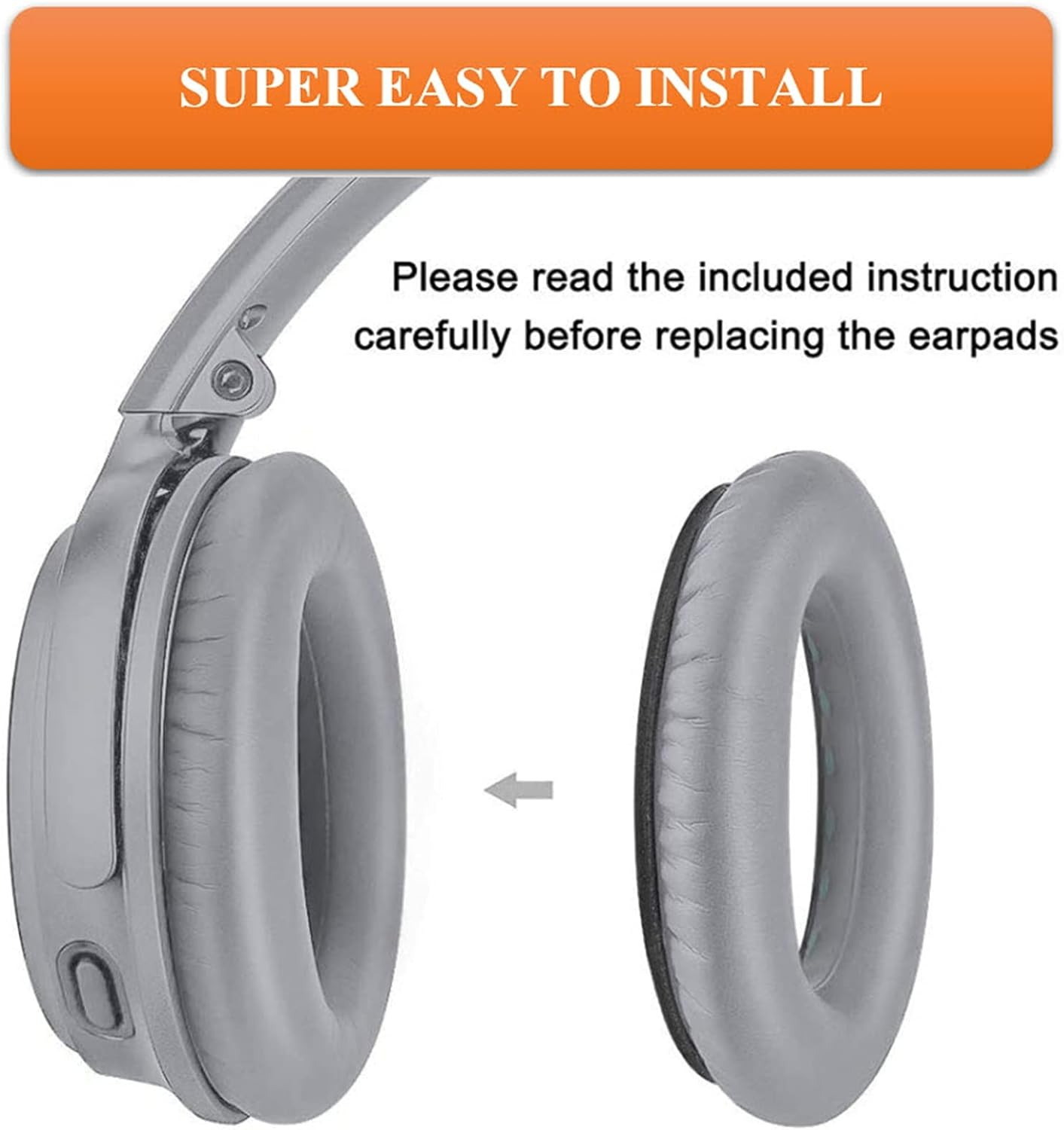 Replacement Ear Pads Cushions for Bose QC25 Quiet Comfort 35 (QC35), Quietcomfort 35 II (QC35 II) Headphones, Earpads Compatible with QC35 & 35 Ii / QC45 / QC15 Silver/Grey image number 6