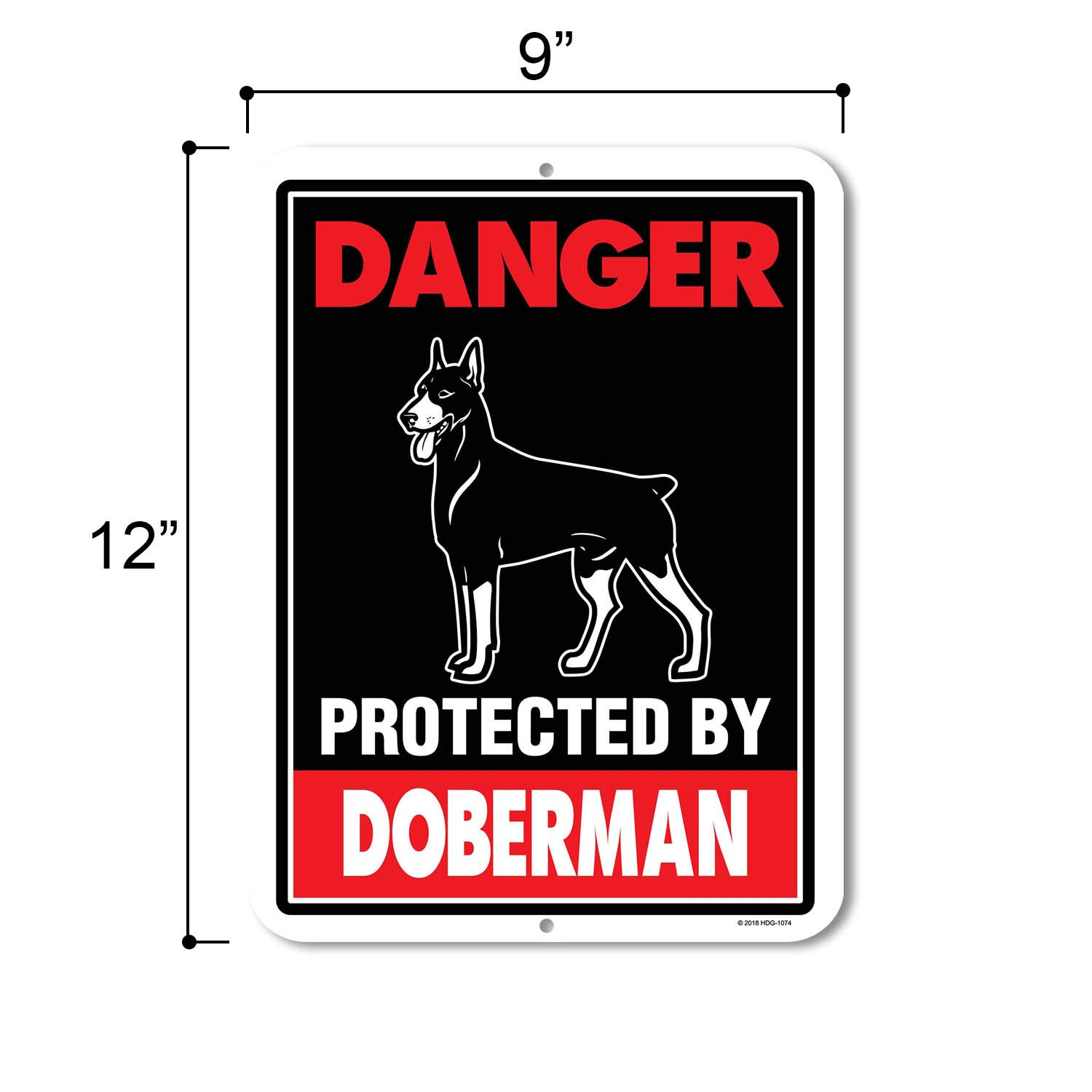 Danger Protected by Doberman 9 X 12 Inch Beware of Dog Warning Metal Aluminum Sign - Made in the USA - Doberman image number 5