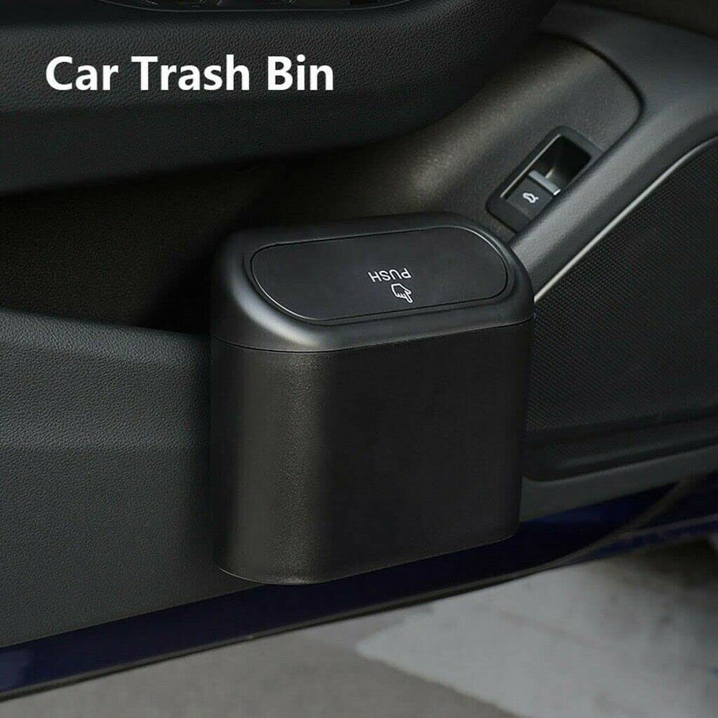 Auto Car Trash Rubbish Can Garbage Dust Dustbin Box Case Holder Bin Mini Trash, Easy to Attach & Space-Saving Design, Black, 6.3X5.63X3.35 In image number 1
