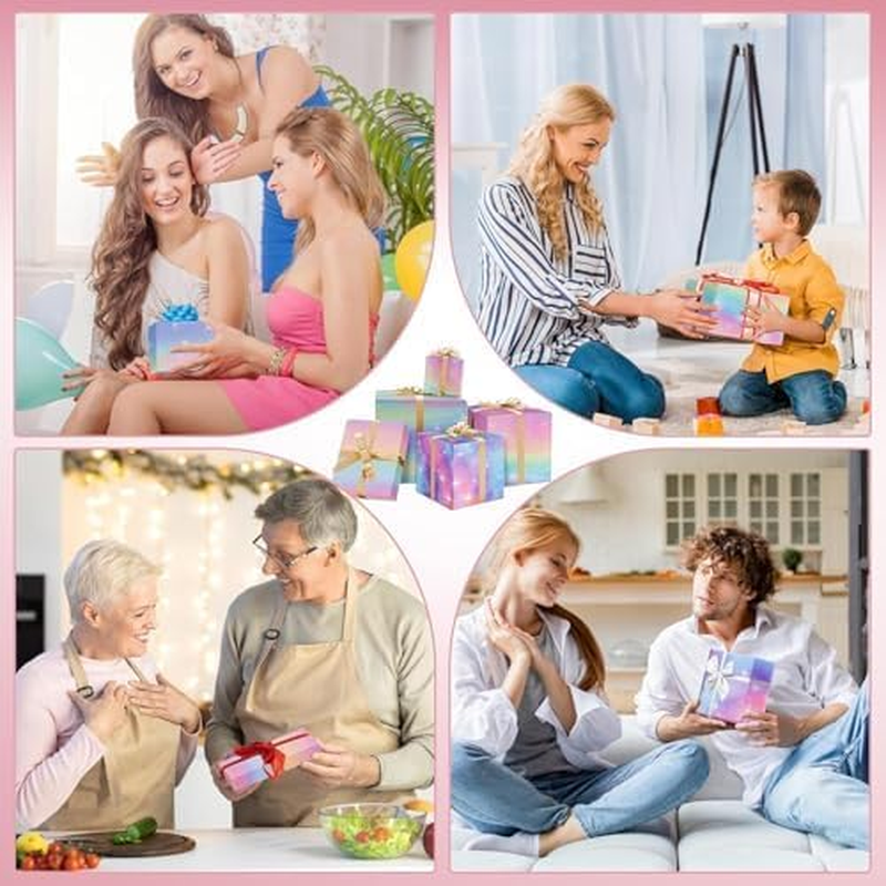 Xugoox 8 Sheets Rainbow Gradient Wrapping Paper for Women Girls Gifts, Matte Pink Purple Colorful Gift Wrap for Birthday Wedding Valentines 20 X 28 In image number 3