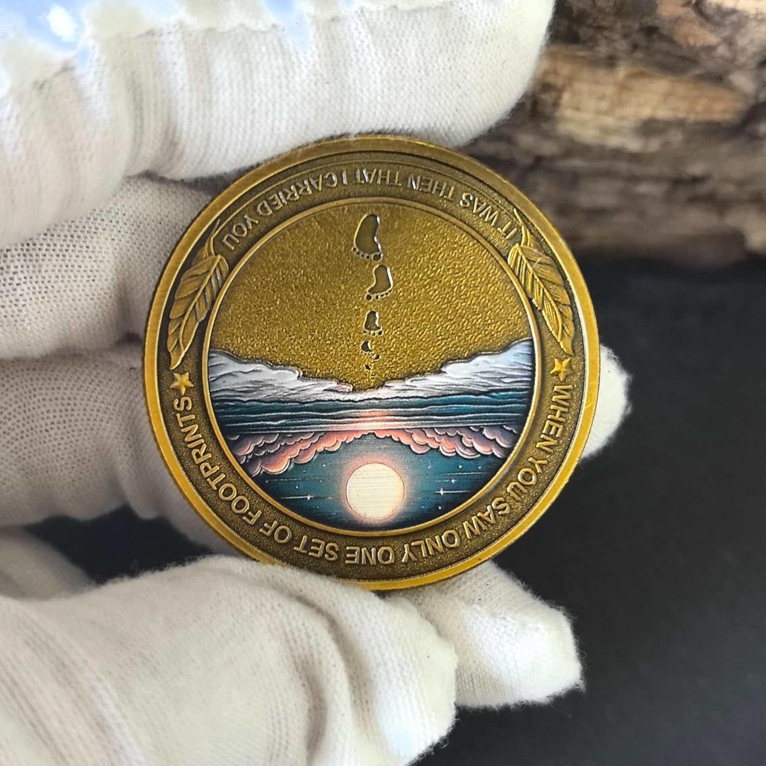 Footprints in the Sand Christian Challenge Coin - Inspirational Scripture Medallion with Dual-Sided Design image number 4