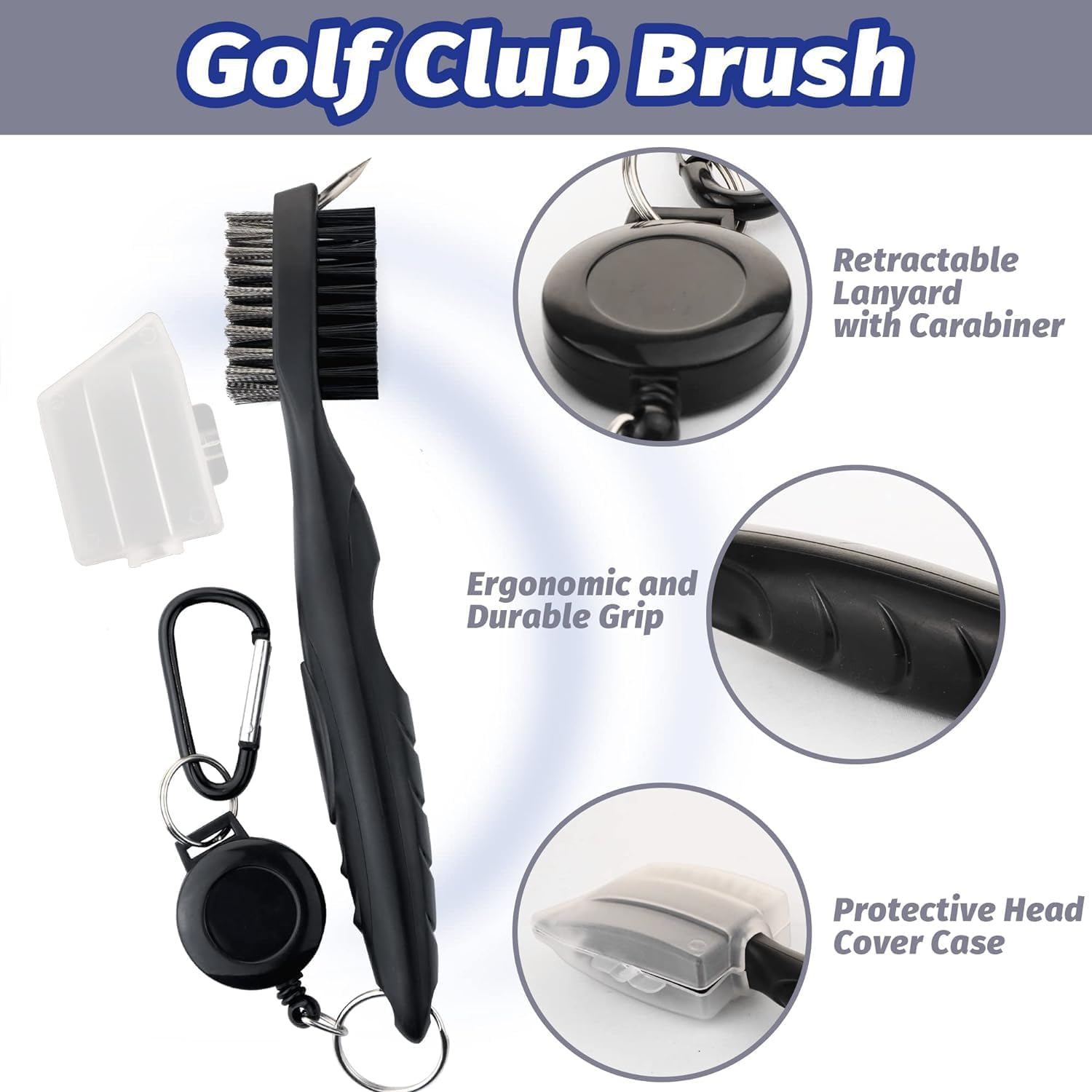 Golf Accessories Kit, Golf Club Cleaning Kit - Microfiber Waffle Pattern Golf Towel with Clip, Golf Club Brush Groove Cleaner & Clip, Golf Divot Tool with Marker - Golf Accessories image number 3