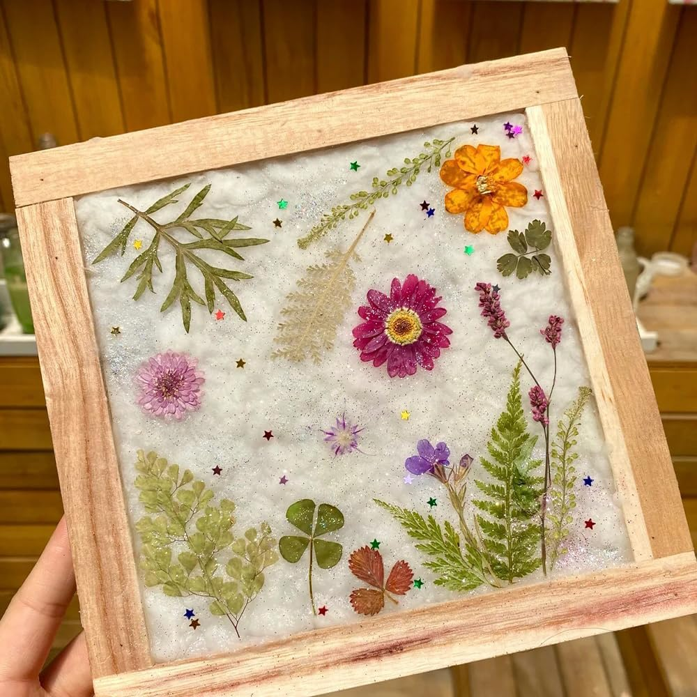 FRAINBOWZ Screen Printing Kit，7.9 X 11.8 Inch Wooden Paper Mold Paper Screen, for DIY Handmade, Flower Specimens, Dried Flowers,Sponge image number 6