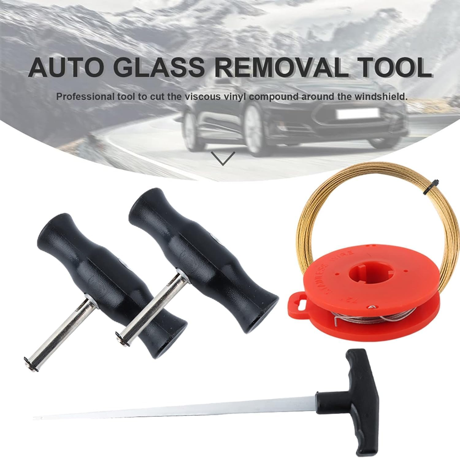 QKTYB Windscreen Chip Repair Kit Windshield Removal Tools Kit Windscreen Window Glass Cutting Wire W/Handles for Car Tool Kit 5&times;Universal Windshield Tool Kit Windshield Disassembly Tool image number 3