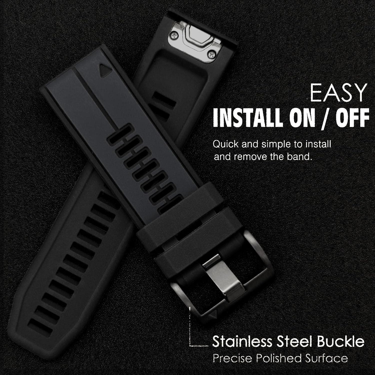 Abanen Quick Fit Silicone Watch Bands for Garmin Fenix 8 51Mm / Fenix 7X / Fenix 6X / Fenix 5X / Instinct 2X,Soft Sport Bicolor Waterproof Wristband Strap for Epix Pro 51Mm,Tactix 7 Pro image number 6