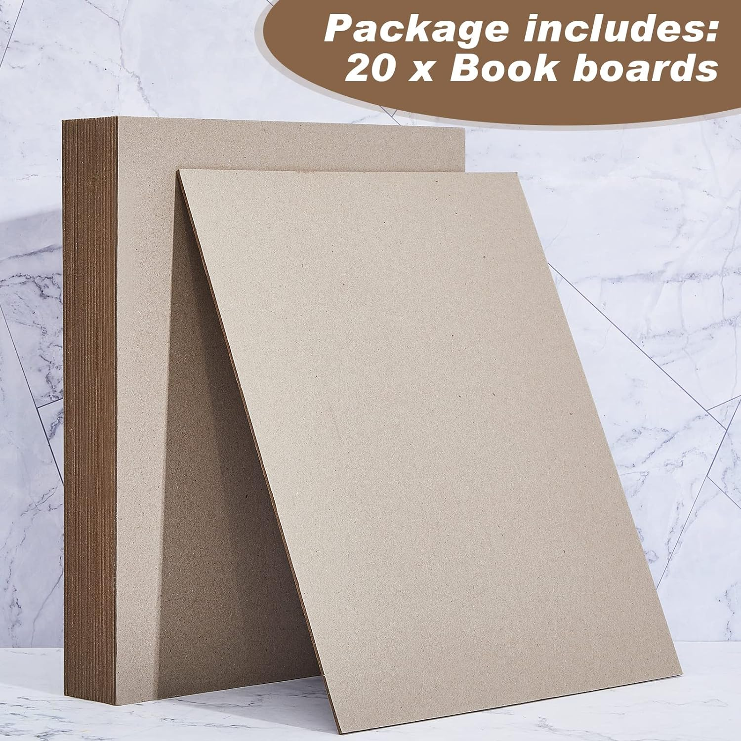 Lewtemi 20 Pcs Book Board 10 X 12.5 Inch, Binders Chipboard Designer Bookboard Kraft Heavy Duty Sheets Bookbinding Supplies for Binding Cover (0.067 Inch Thick) image number 2