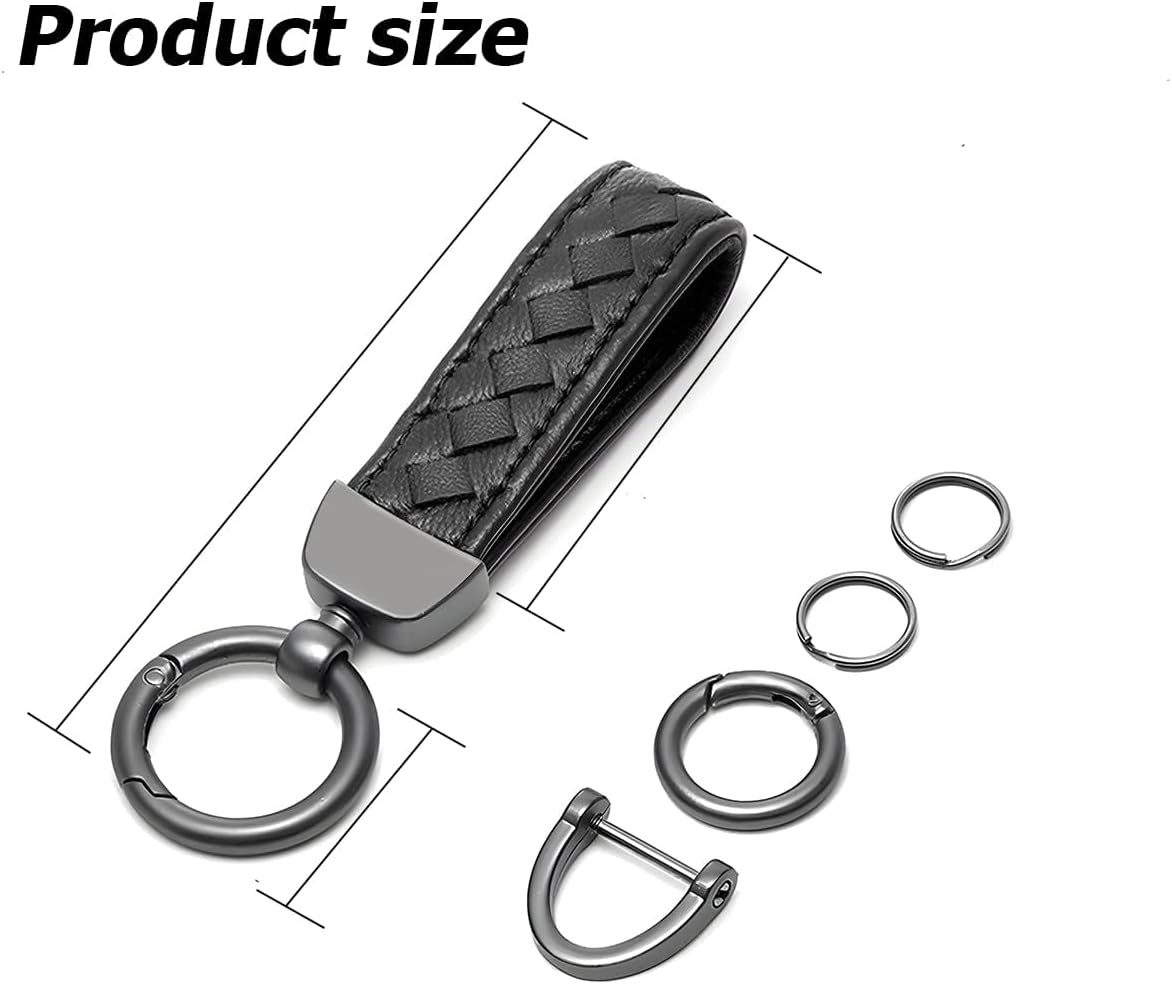 Genuine Leather Car Keychain, Sheepskin Key Fob Holder Keys Organizer with 360 Degree Rotatable Anti-Lost D-Ring - Pink image number 3