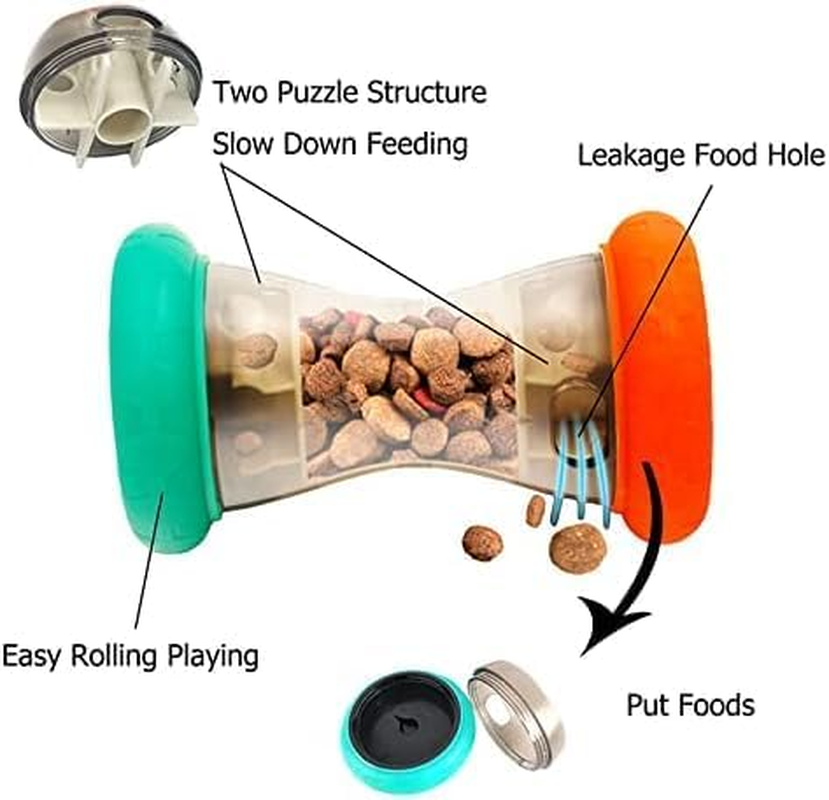 Dog Treat Dispensing Puzzle Toys for Small Dogs to Keep Busy,Interactive Chase Toys for Dog Improves Digestion,Enrichment Dog Food Slow Feeder,Barbell-Shaped Dog IQ Treat Dispenser Toys image number 2