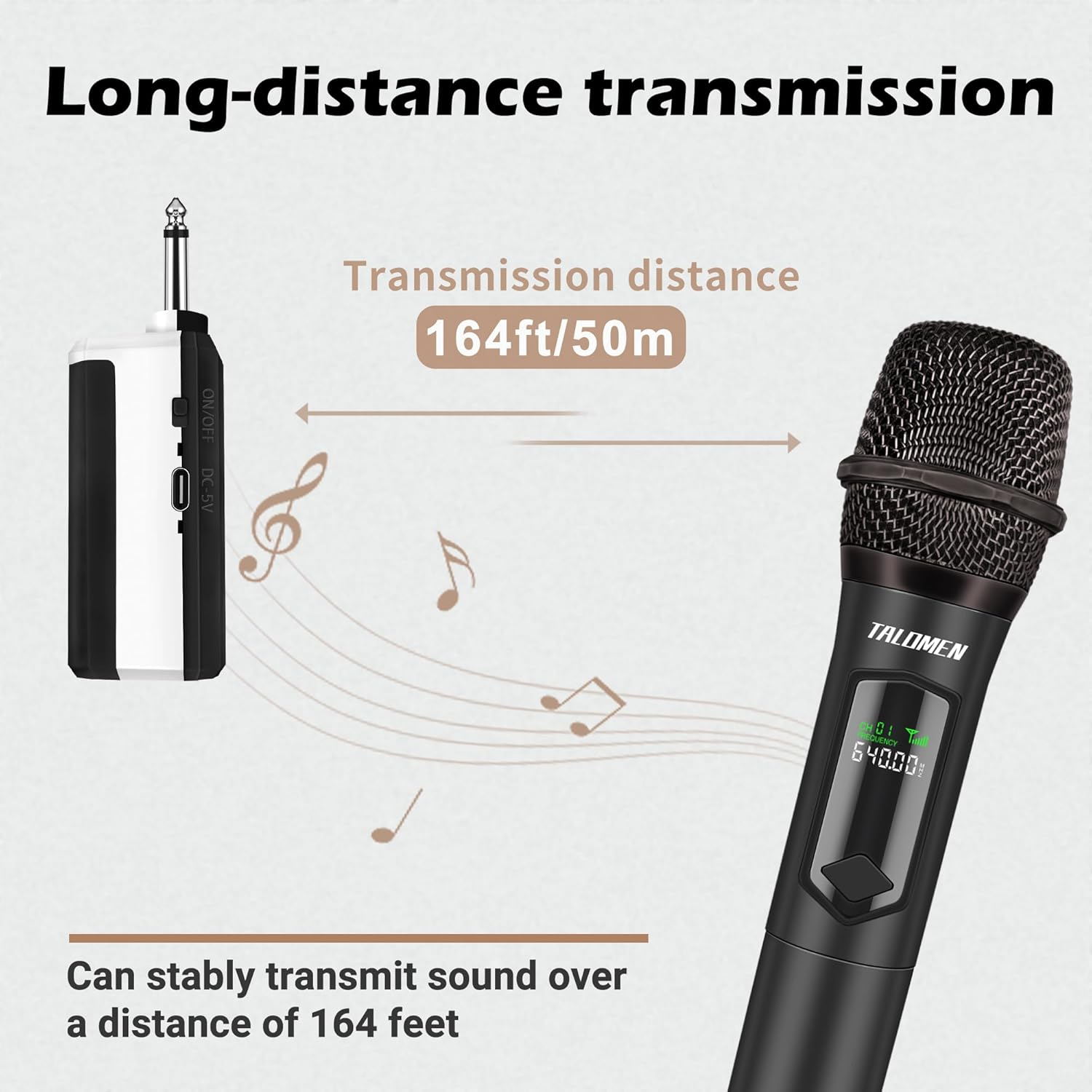 Wireless Microphone,2.4G Handheld Cordless Dynamic Microphone System with Rechargeable Receiver,Professional Karaoke Microphone,160 Ft,For Karaoke Singing,Wedding,Dj,Party,Church,K60-1,Black image number 1