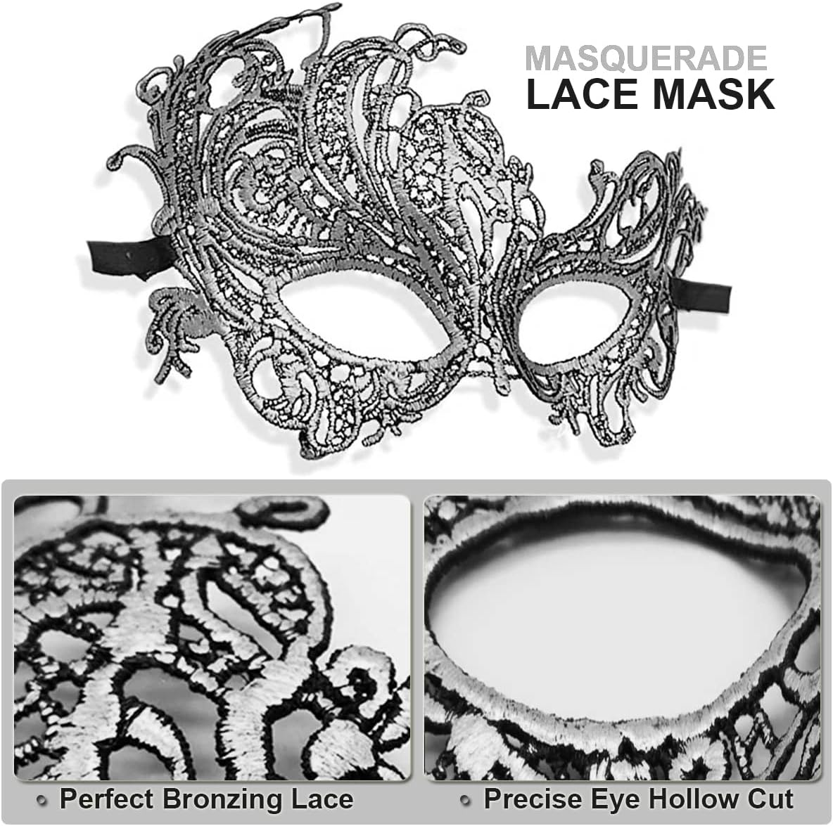 Masquerade Mask for Couples Lace Eye Mask Venetian Carnival Halloween Mask Party Ball Prom Mask Costume Mardi Gras 2Pack image number 1