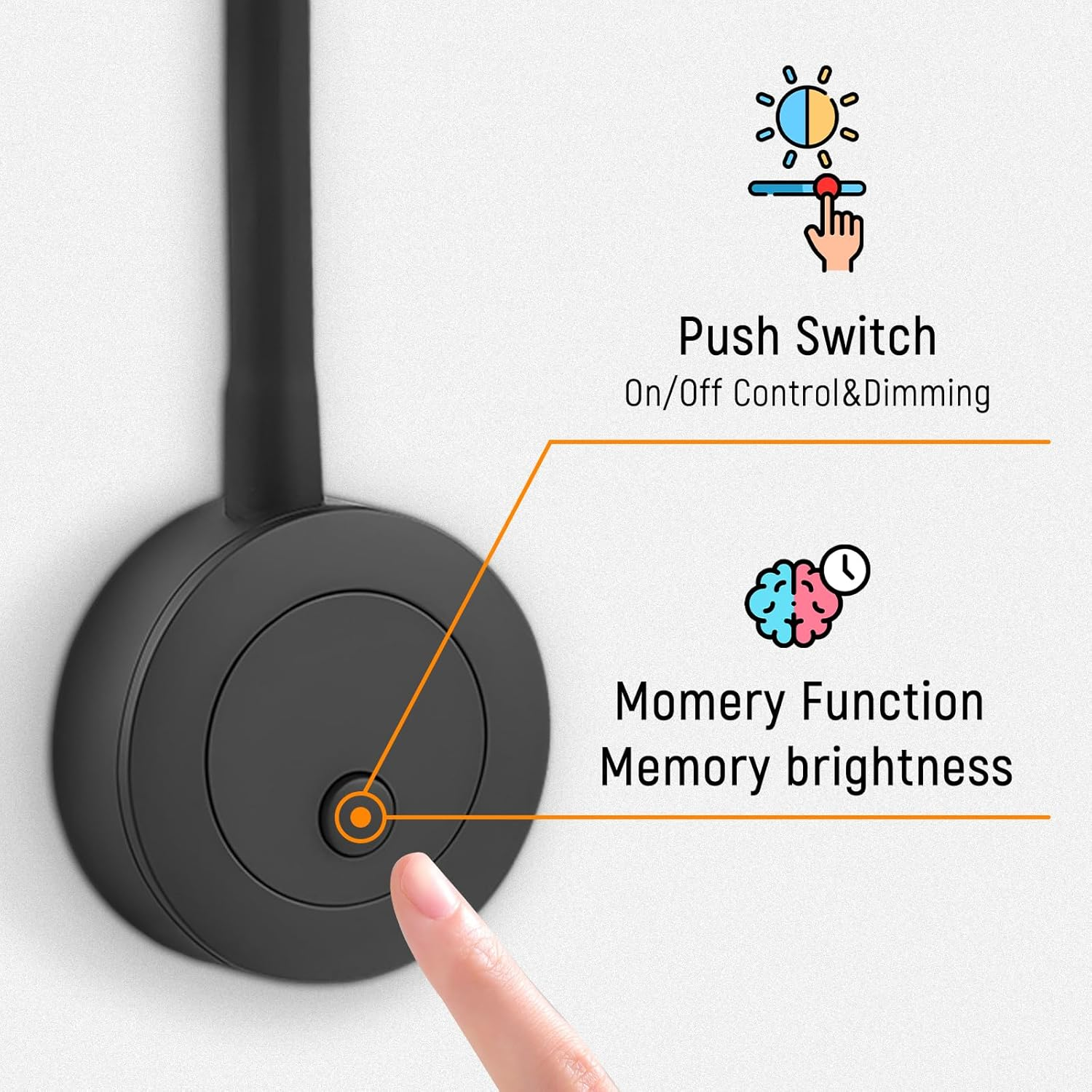 RV 12V LED Reading Light, Dimmable Bedside Reading Lamp for Caravan Boat Camper Van Travel Trailer Truck Cabin, 24V Flexible Gooseneck Spotlight with Push Switch&Usb Charger Port(Black)