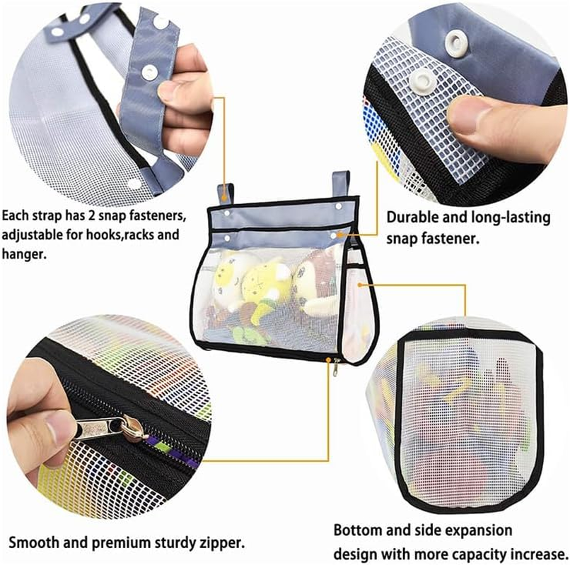 Waterproof Mesh Bath Toy Organizer & Storage Bag with Suction Cups - Durable Hanging Bath Toy Holder for Kids, Quick-Dry Bathroom Toys Organiser (Green) image number 5