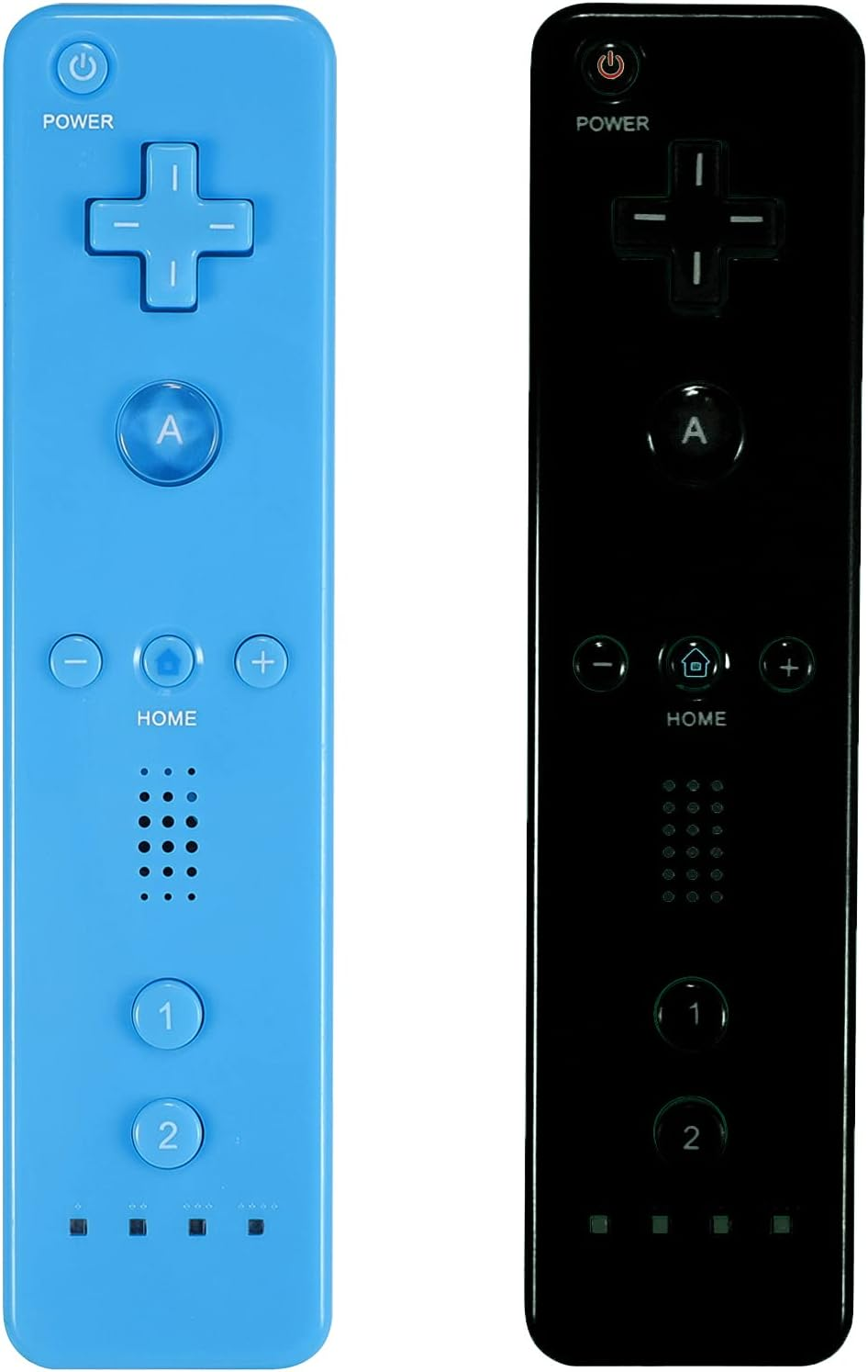 Yosikr Remote Wireless Controller Compatible for Nintendo Wii/Wii U Console - with Silicone Case and Wrist Strap (2 Pack Blue and Black)